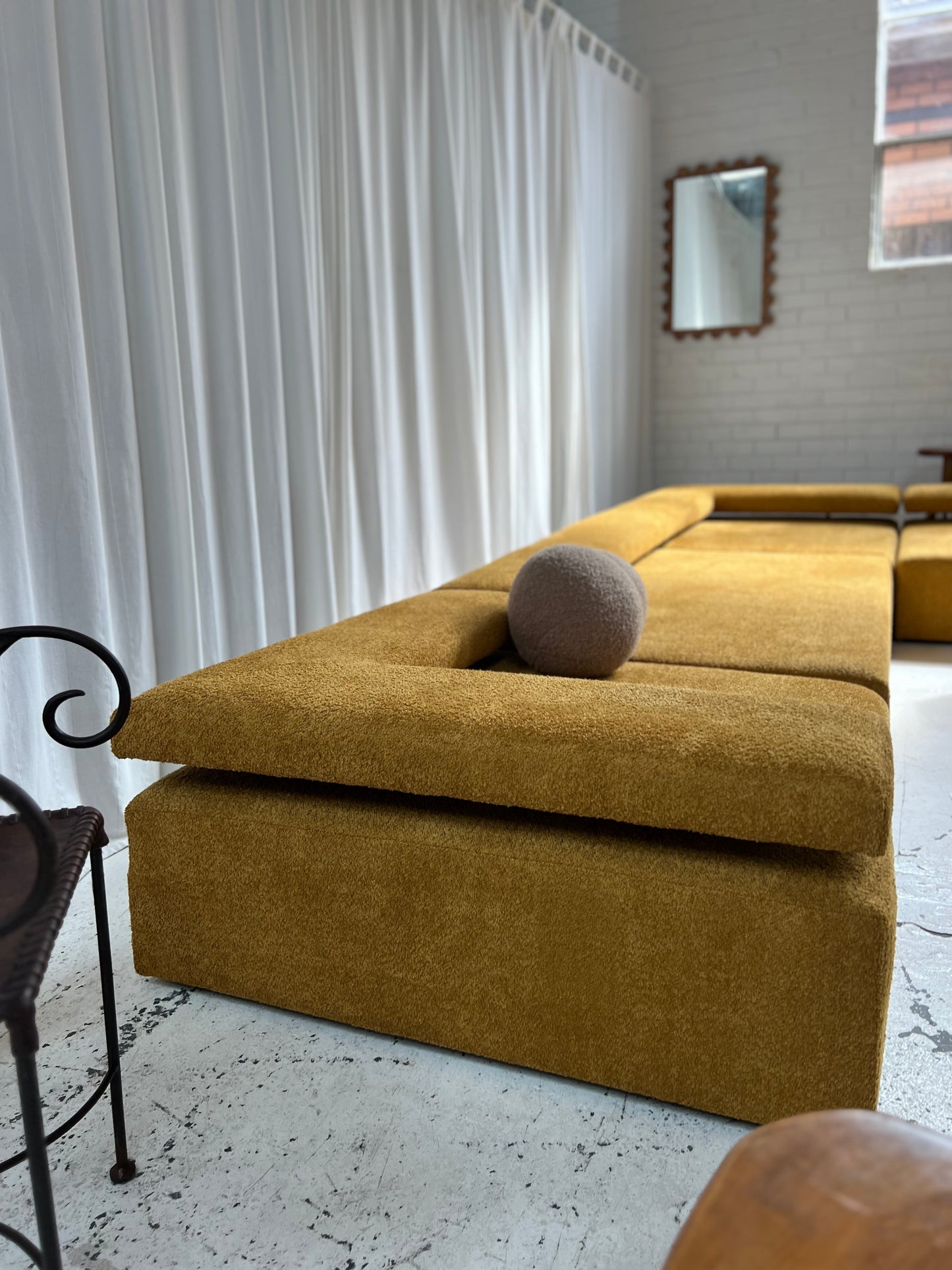 - Bespoke Large Mustard Bouclé Modular Sofa