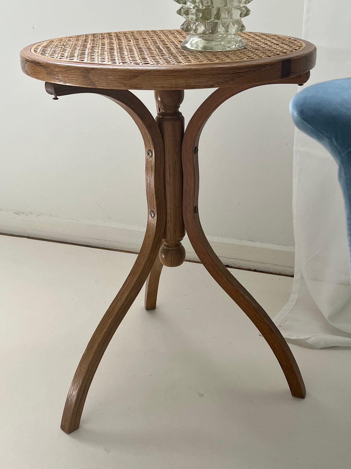 - Vintage Bentwood Rattan Side Table