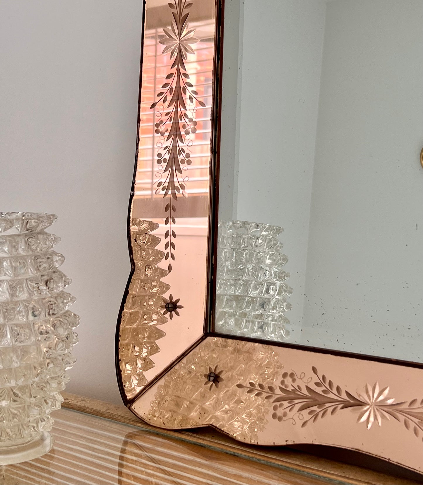 - French 1930s Pink Mirror