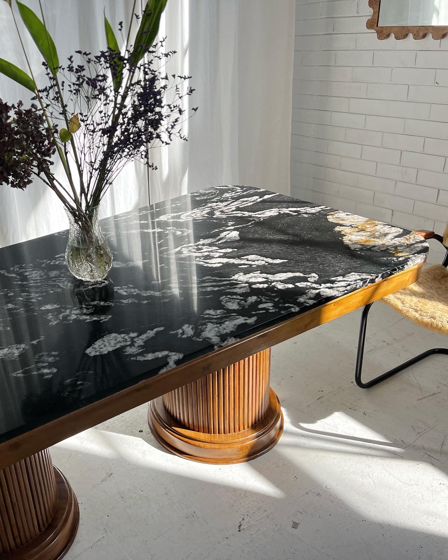 - Custom Marble & Teak Table