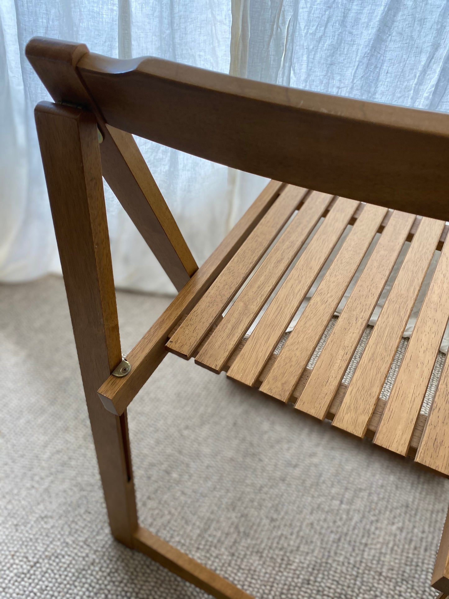 Wooden timber slatted dining chairs