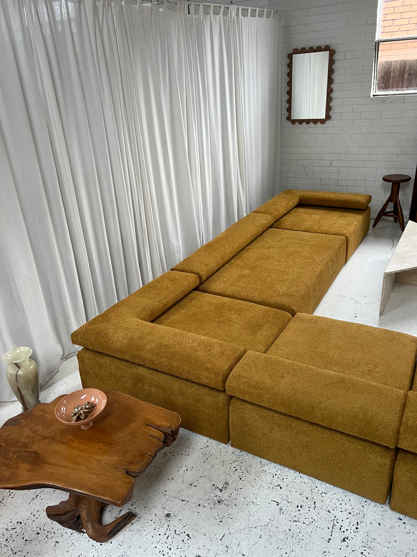 - Bespoke Large Mustard Bouclé Modular Sofa