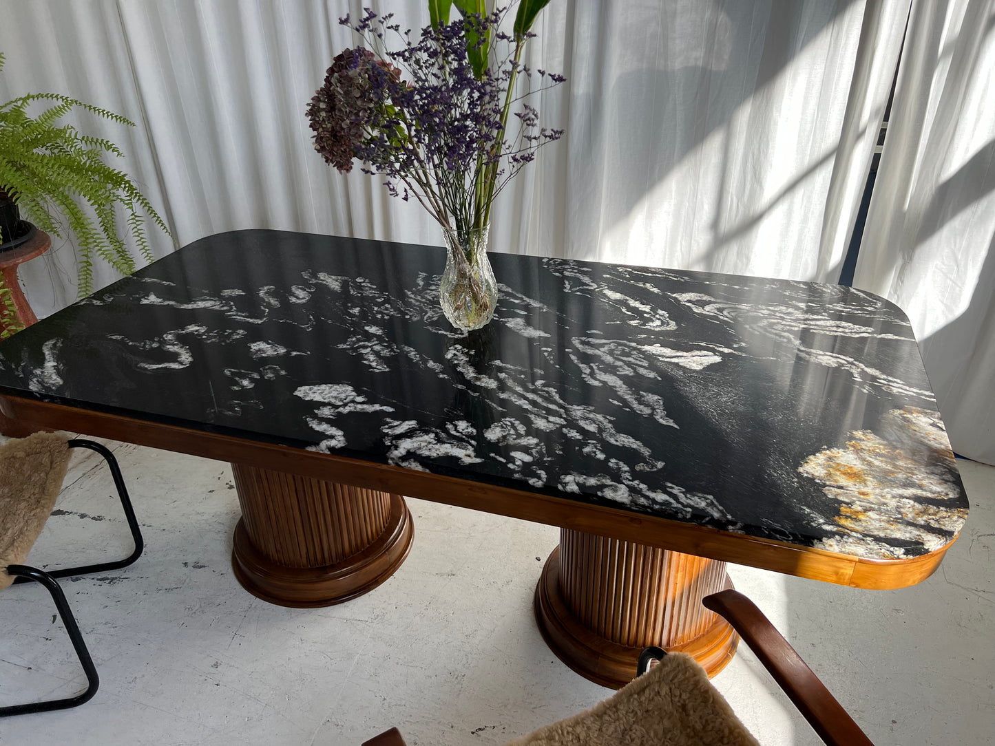 - Custom Marble & Teak Table