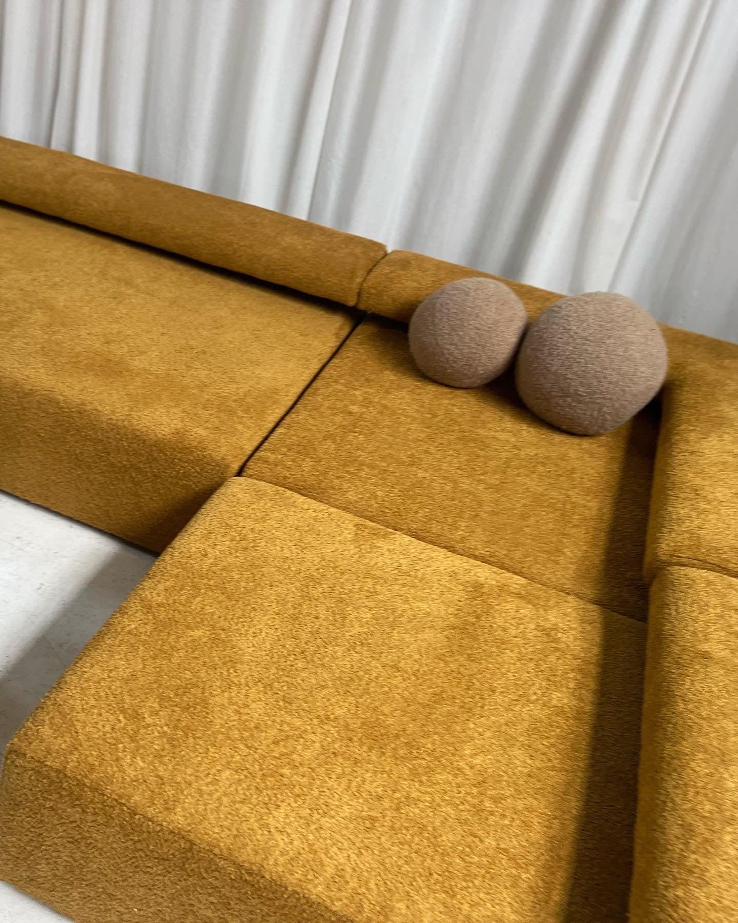 - Bespoke Large Mustard Bouclé Modular Sofa