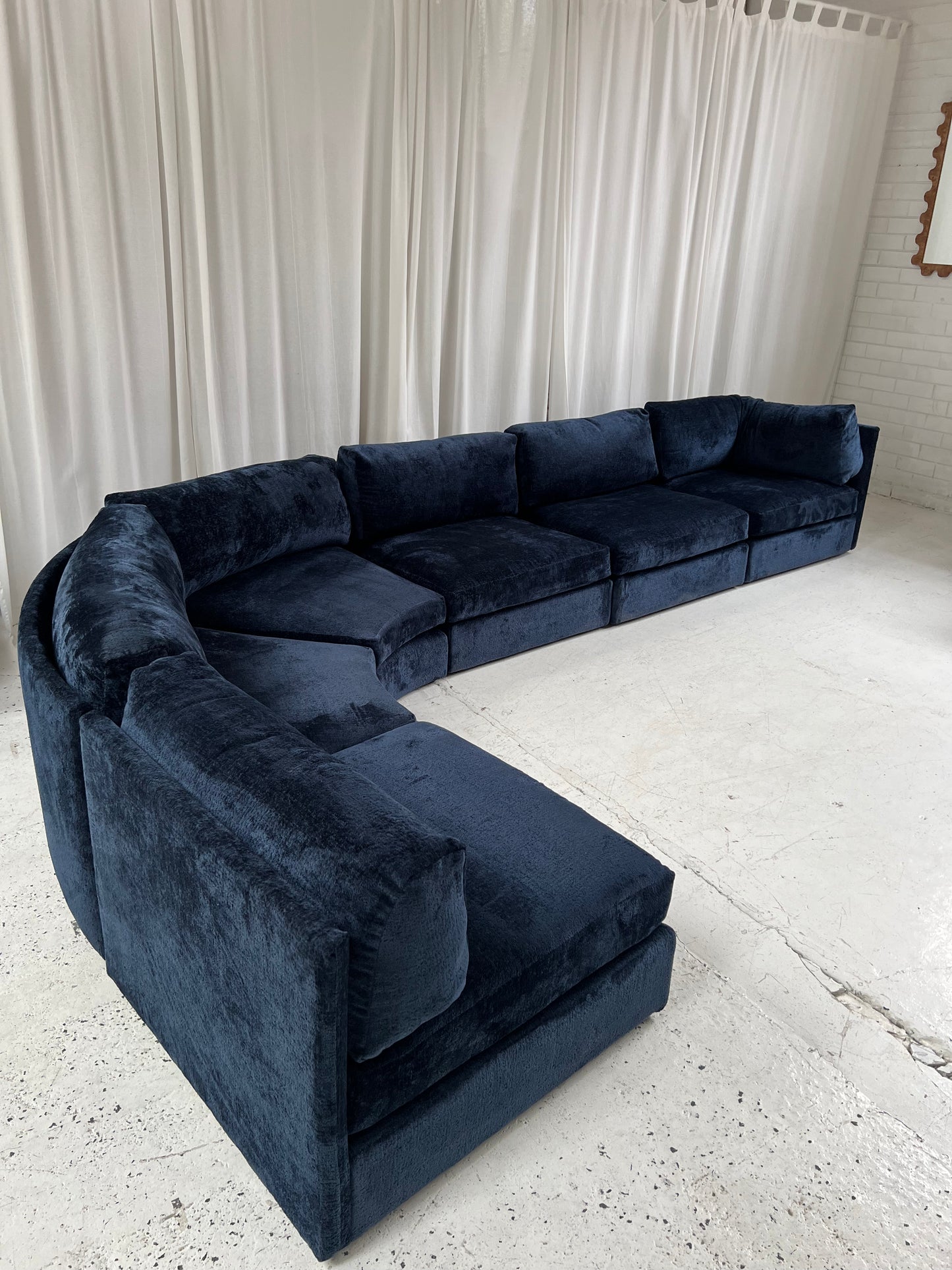 - Bespoke Curved Midnight Chenille Modular Sofa