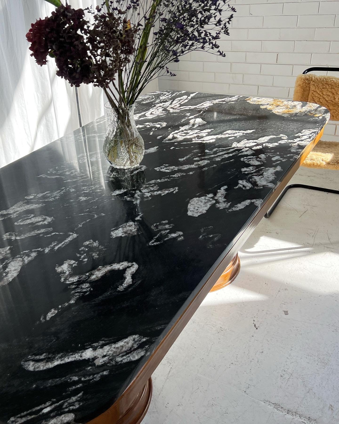 - Custom Marble & Teak Table