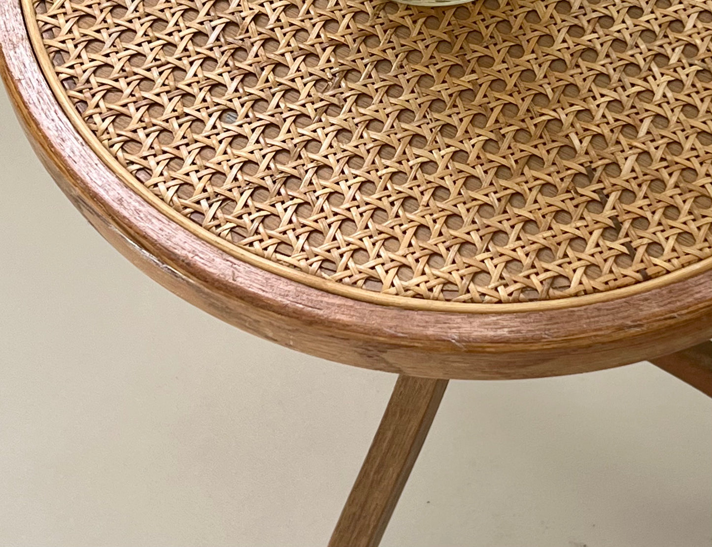 - Vintage Bentwood Rattan Side Table