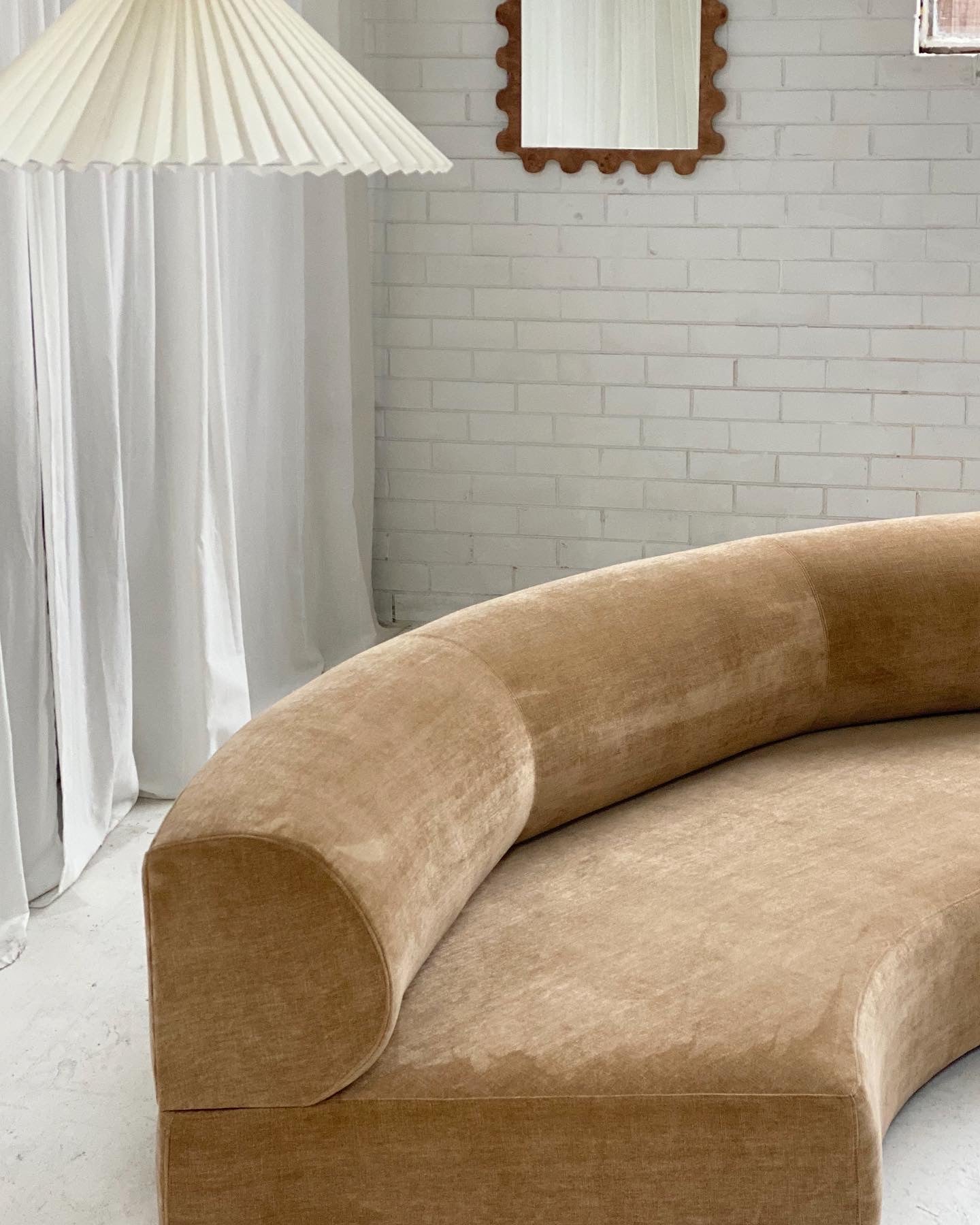 Caramel Curvy Velvet Sofa