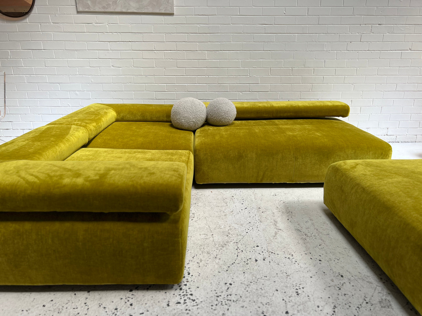 = Bespoke Chartreuse Velvet Modular Sofa Set