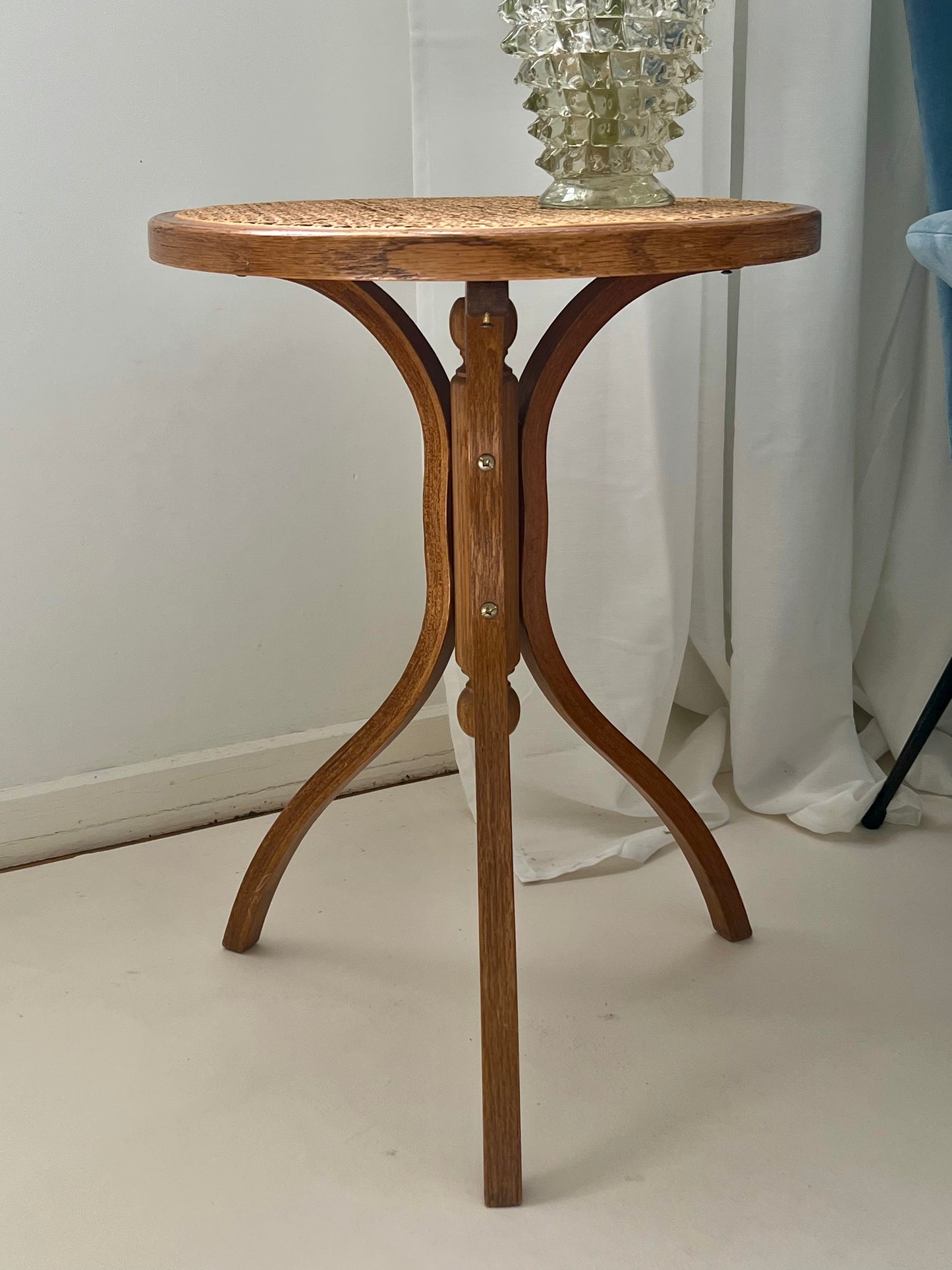 - Vintage Bentwood Rattan Side Table