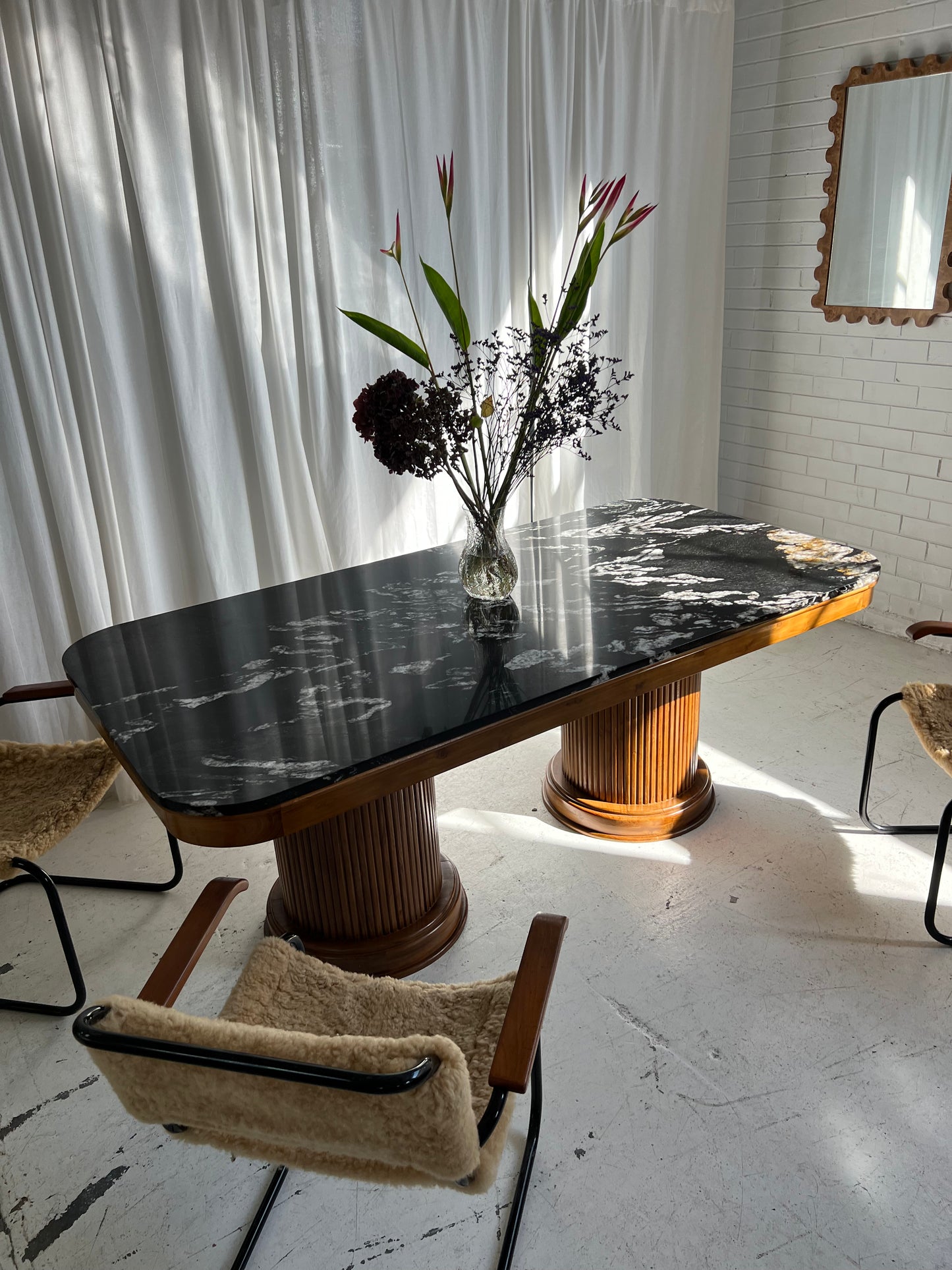 - Custom Marble & Teak Table