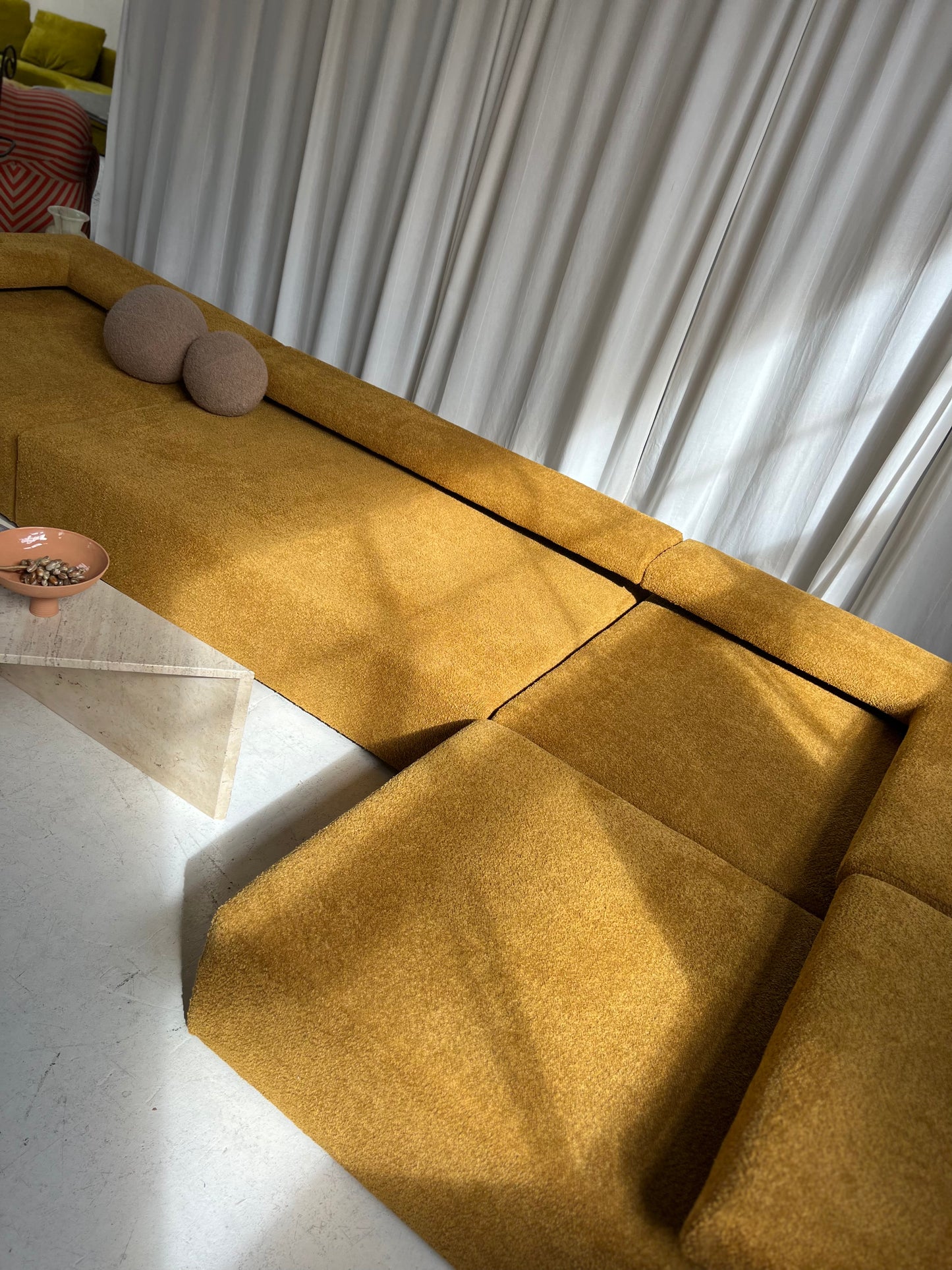- Bespoke Large Mustard Bouclé Modular Sofa