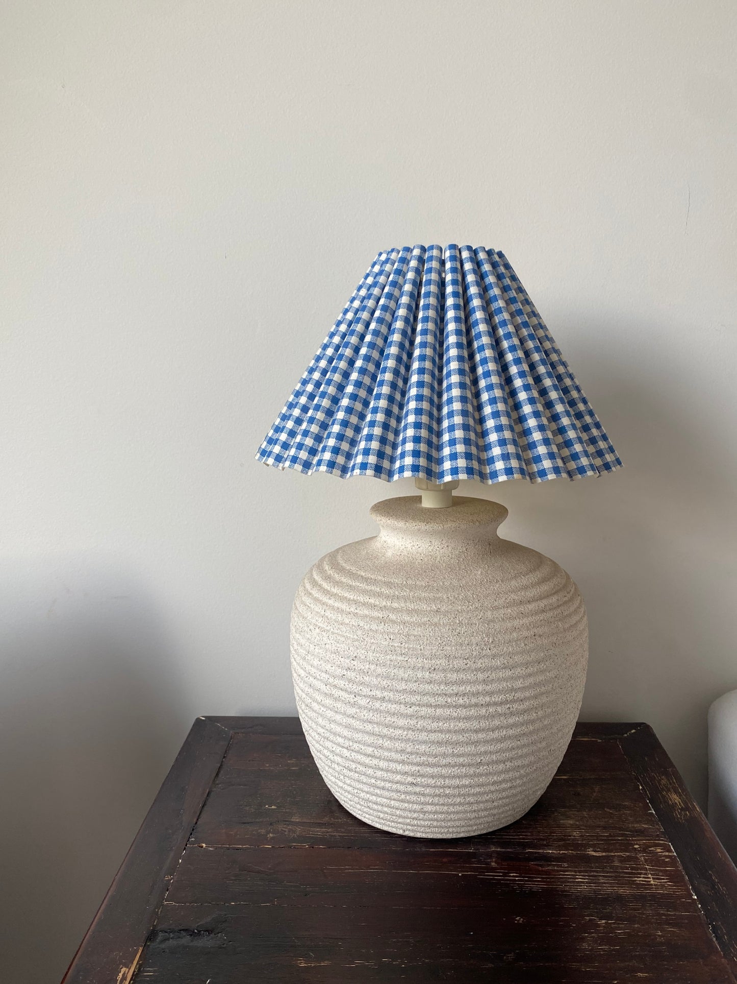 - Chubby Stone-Look Lamp with Original Laura Ashley Shade