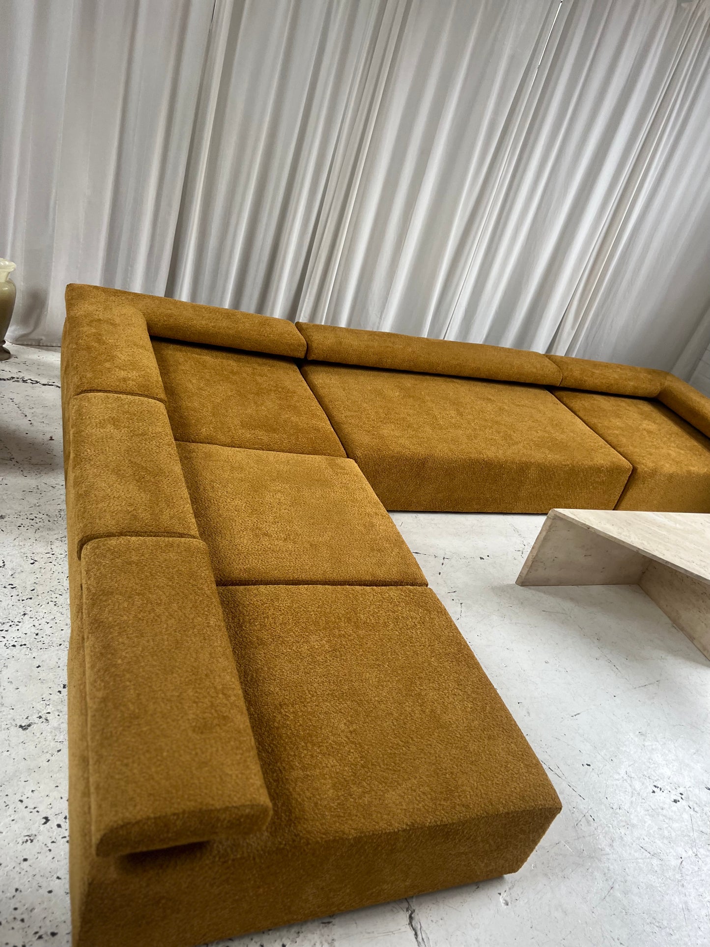 - Bespoke Large Mustard Bouclé Modular Sofa