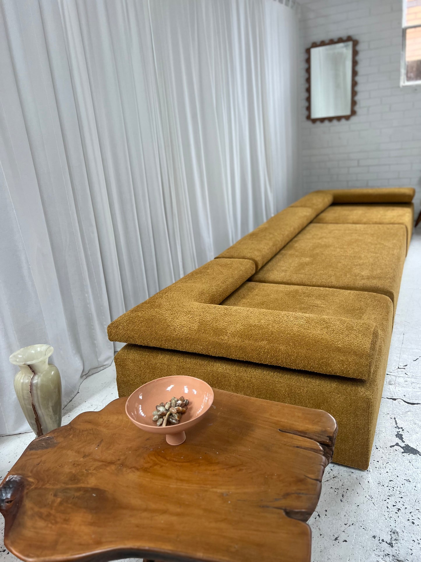 - Bespoke Large Mustard Bouclé Modular Sofa