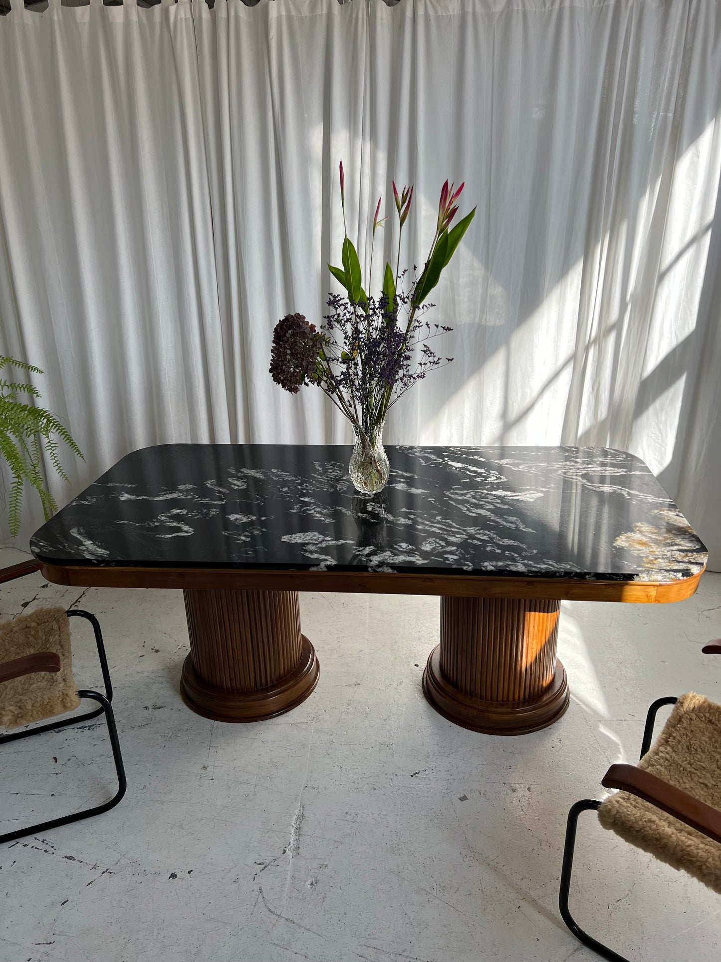 - Custom Marble & Teak Table