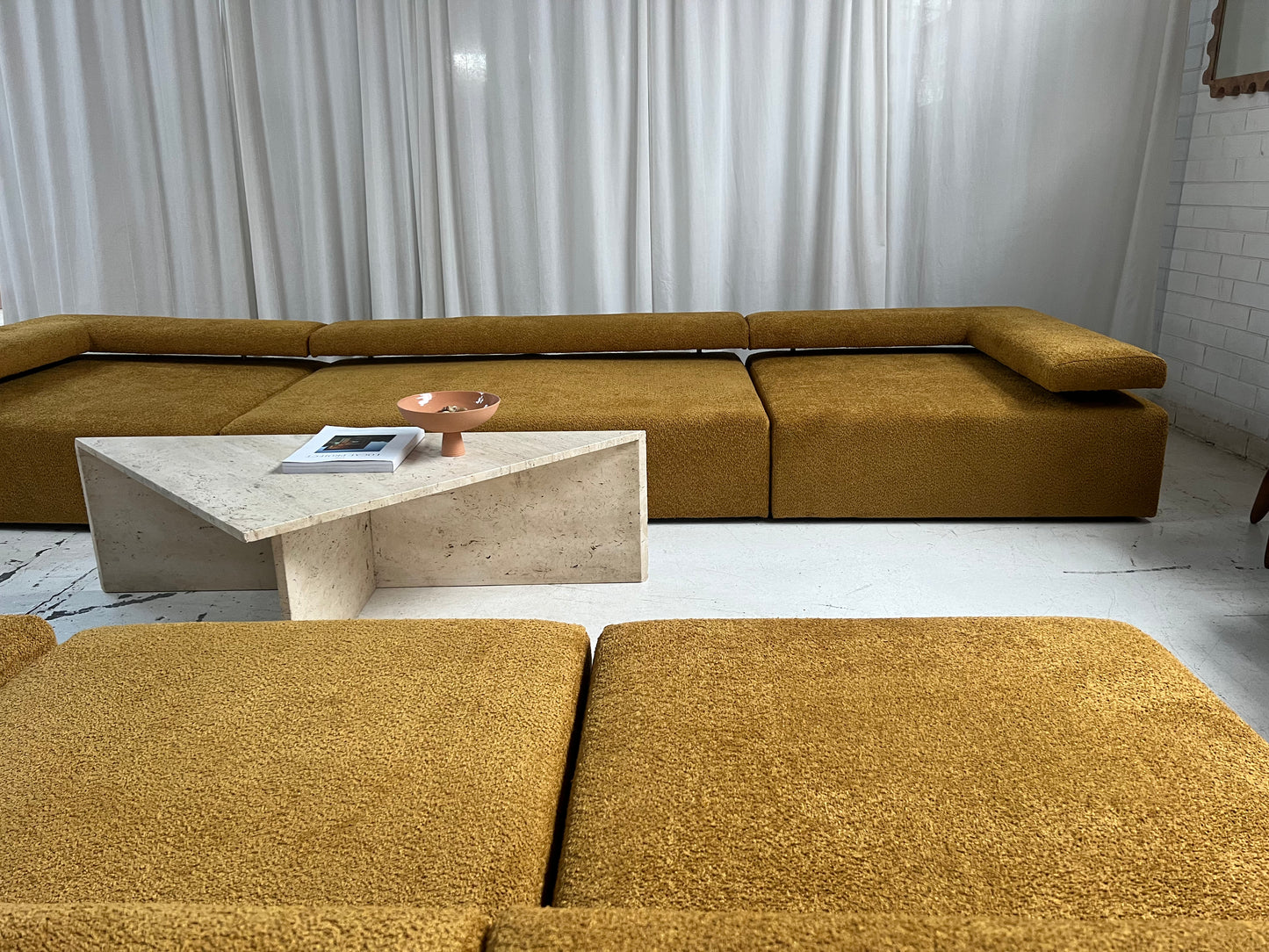 - Bespoke Large Mustard Bouclé Modular Sofa