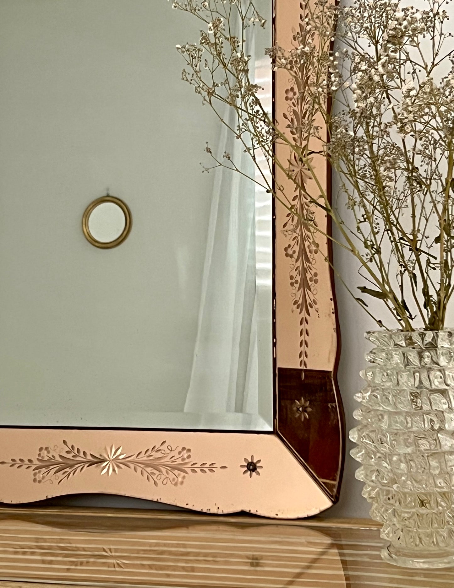 - French 1930s Pink Mirror
