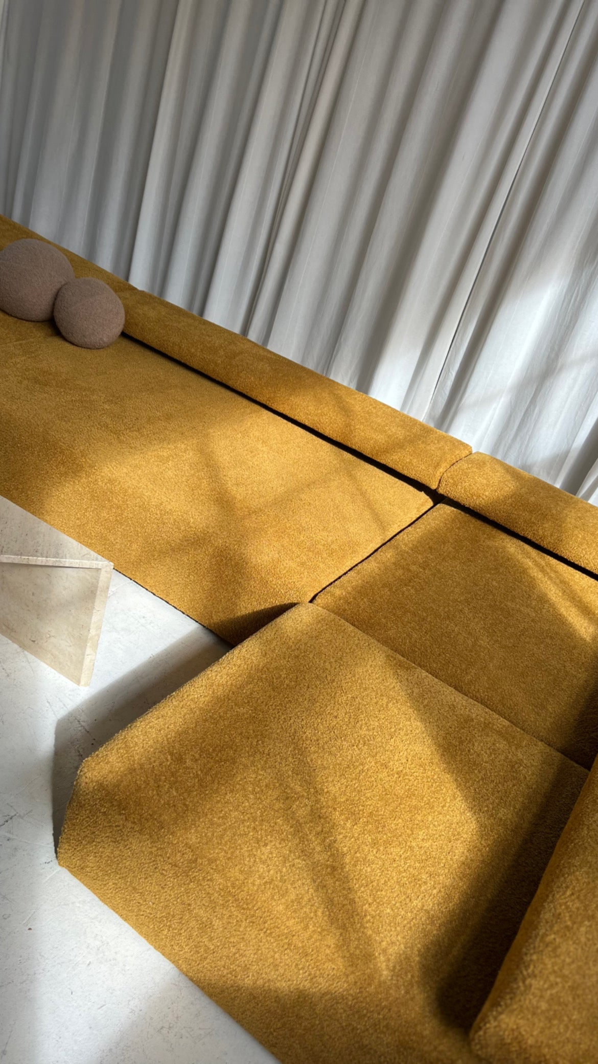 - Bespoke Large Mustard Bouclé Modular Sofa