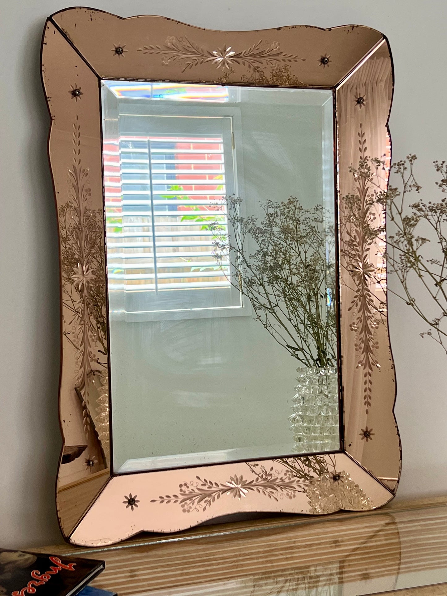 - French 1930s Pink Mirror
