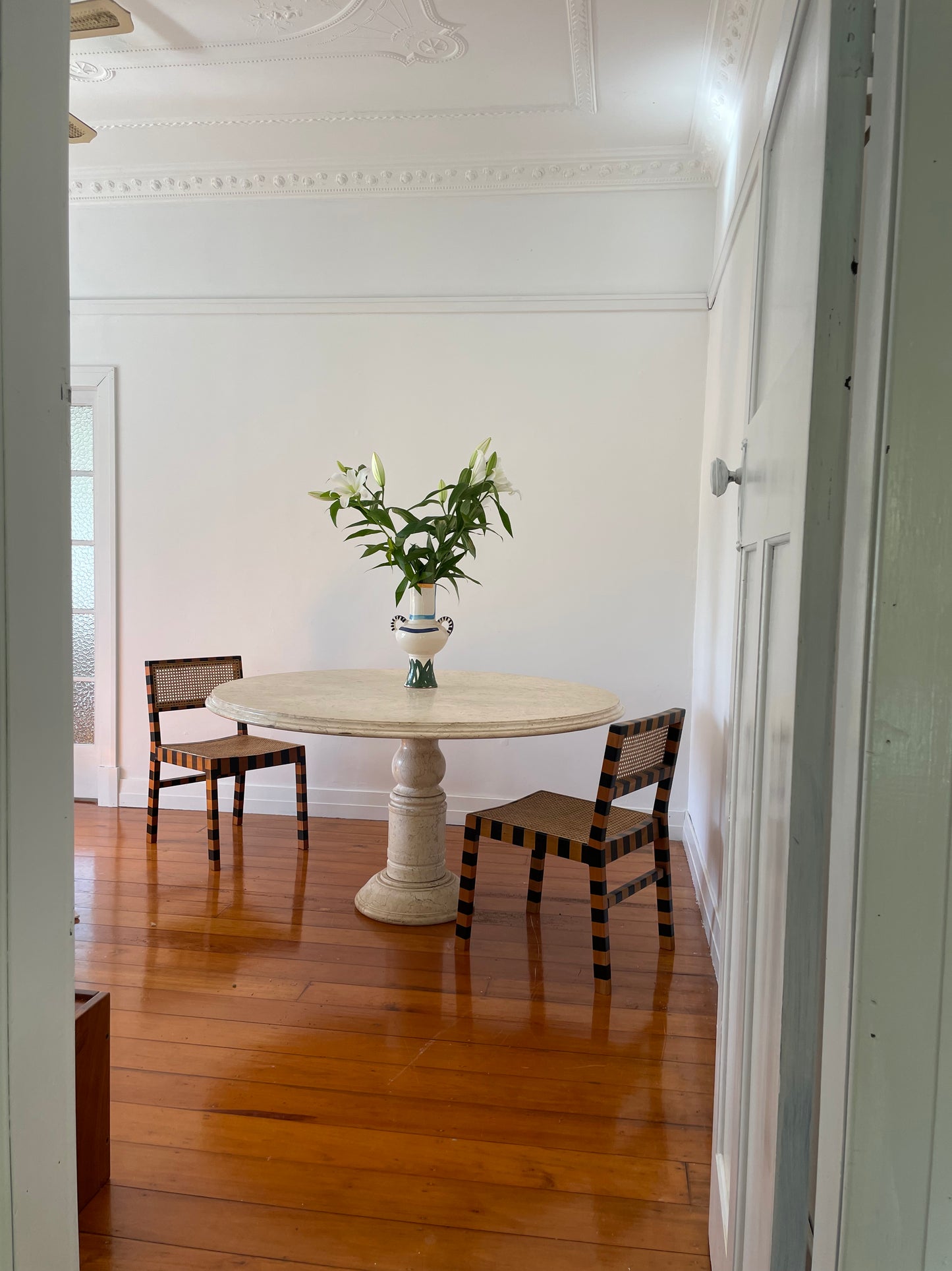 Large Vintage Marble Dining Table