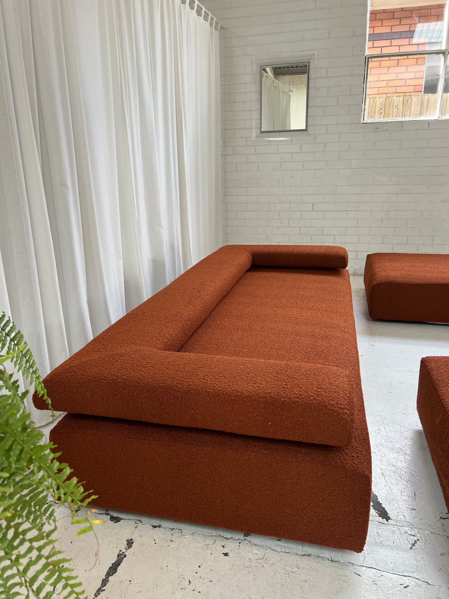 - Bespoke Rust Boucle Modular Sofa Set