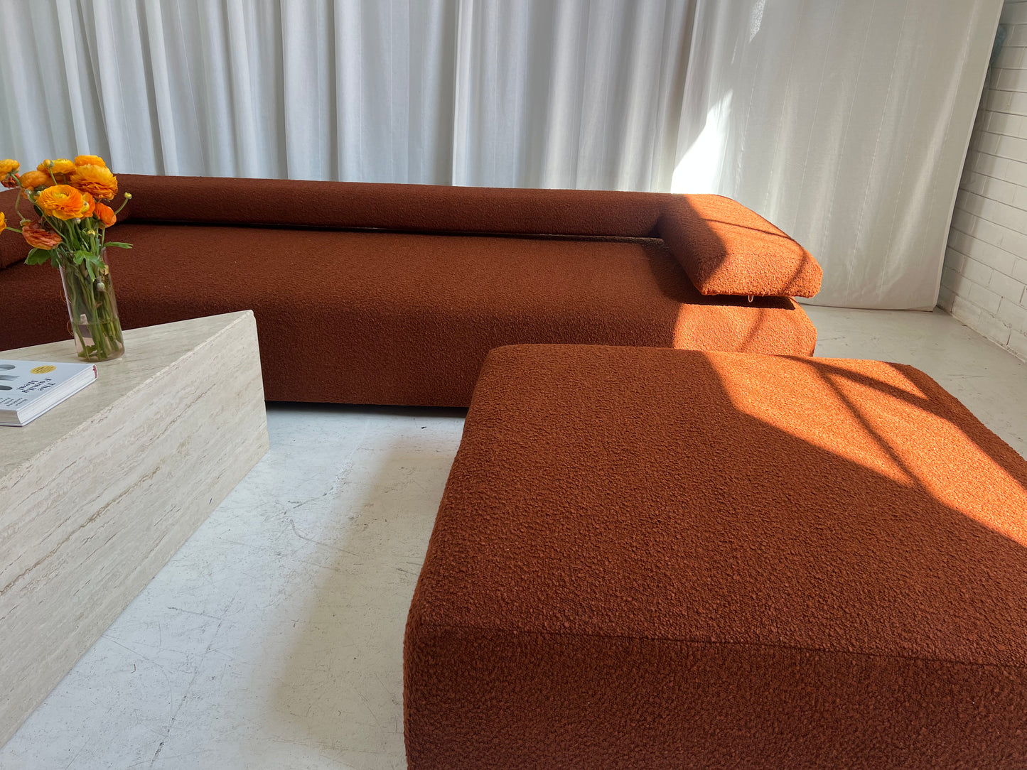 - Bespoke Rust Boucle Modular Sofa Set