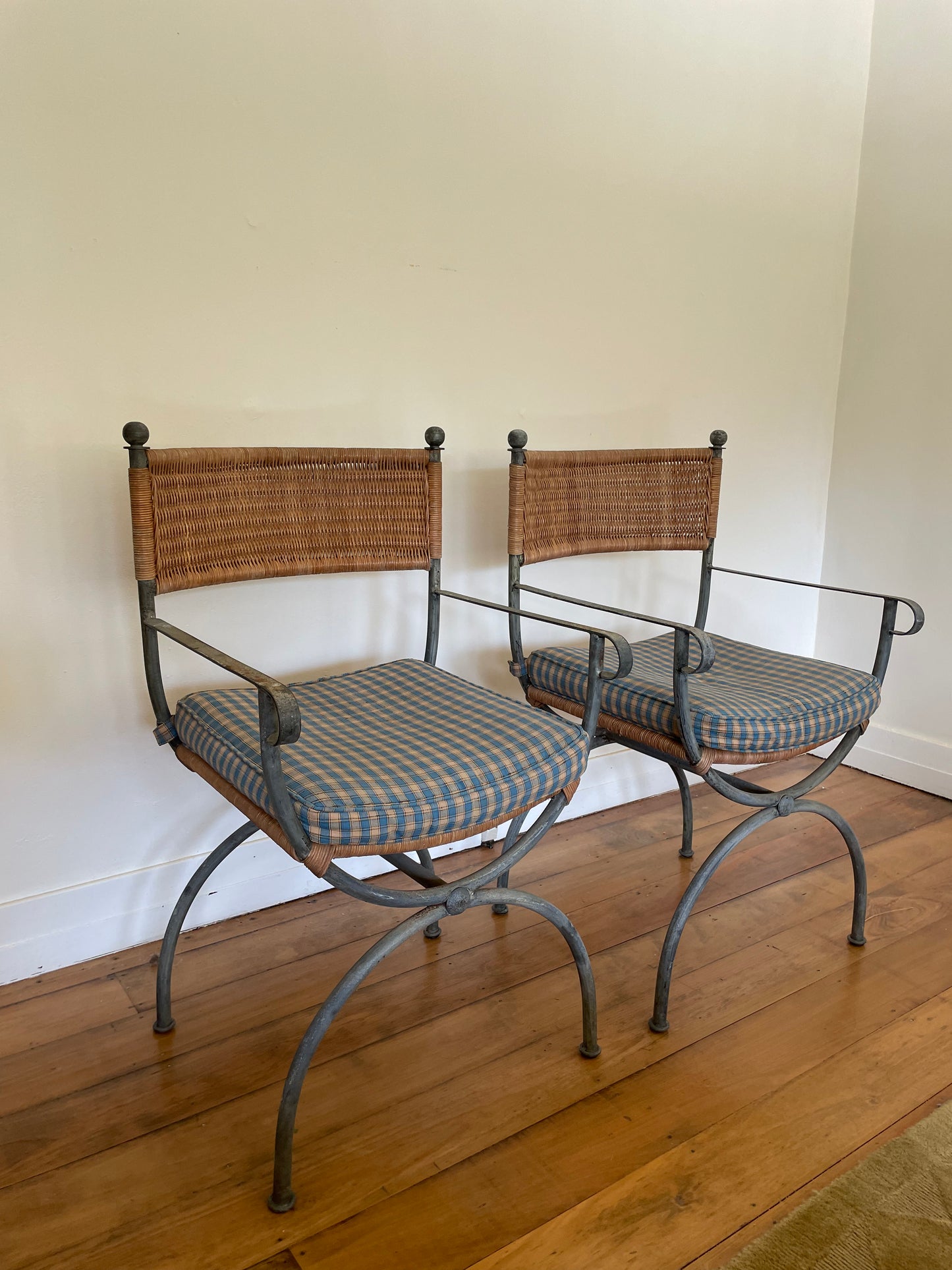 Vintage Iron And Cane Dining Chairs - Six Available