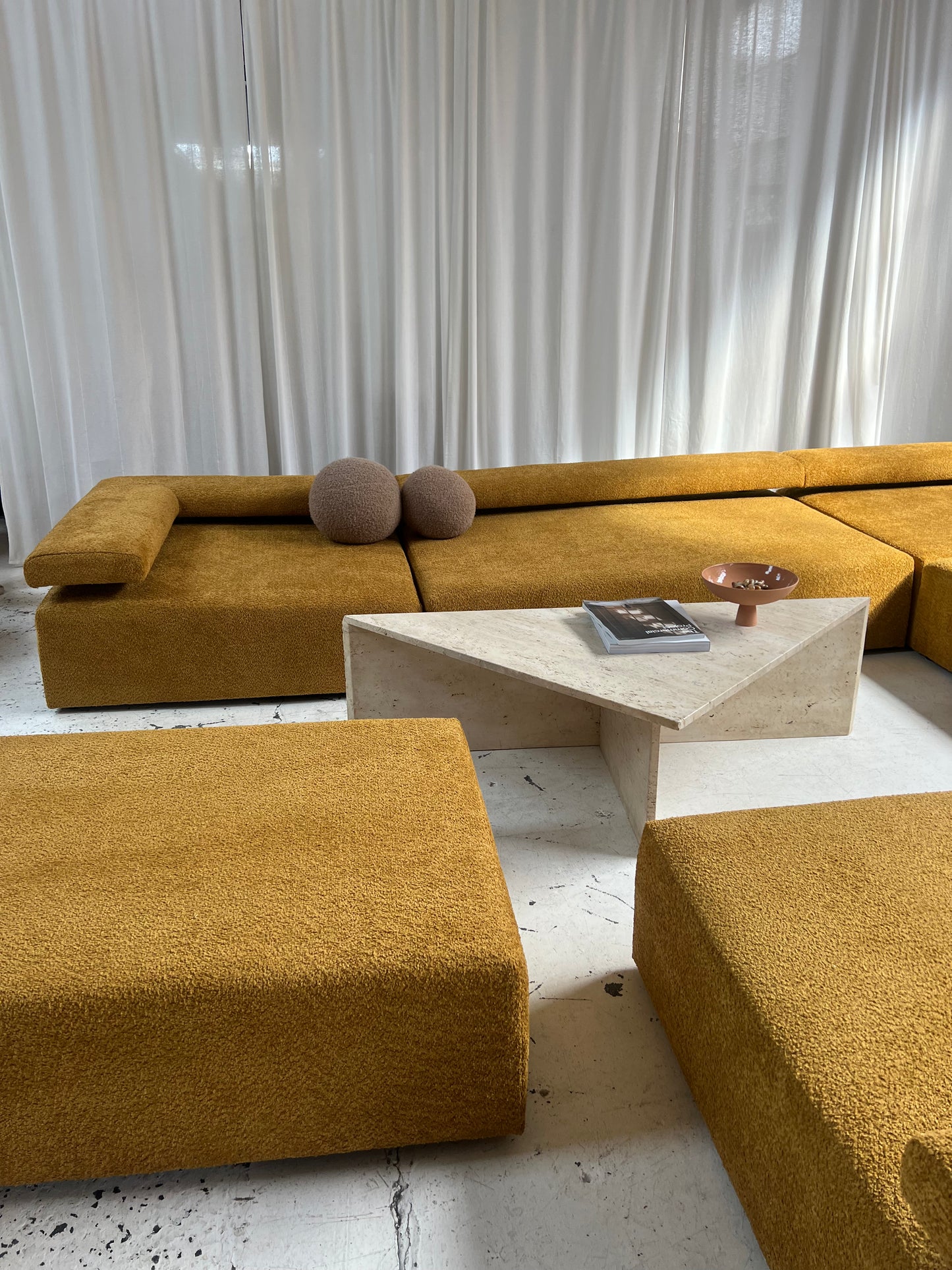 - Bespoke Large Mustard Bouclé Modular Sofa
