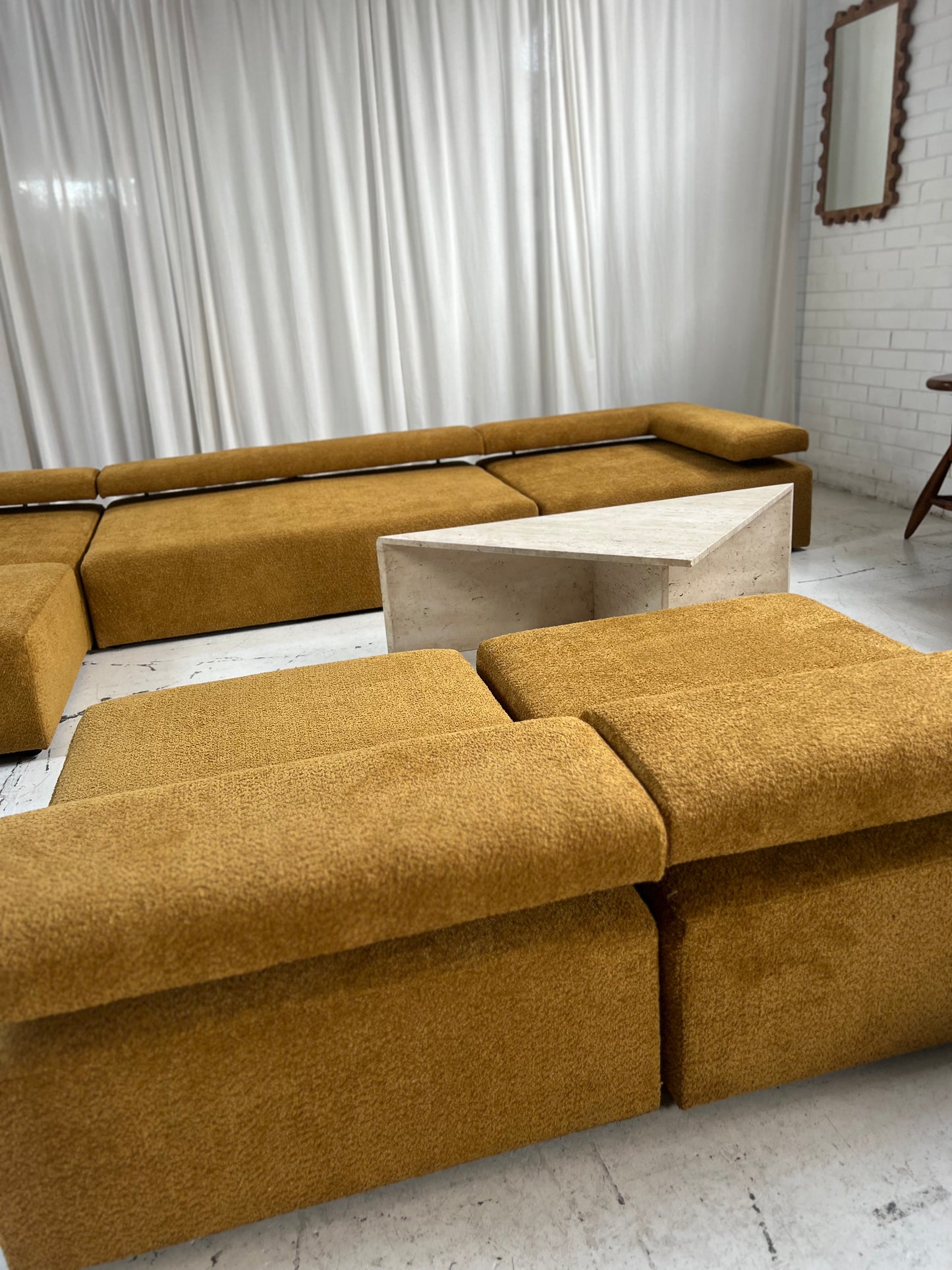 - Bespoke Large Mustard Bouclé Modular Sofa