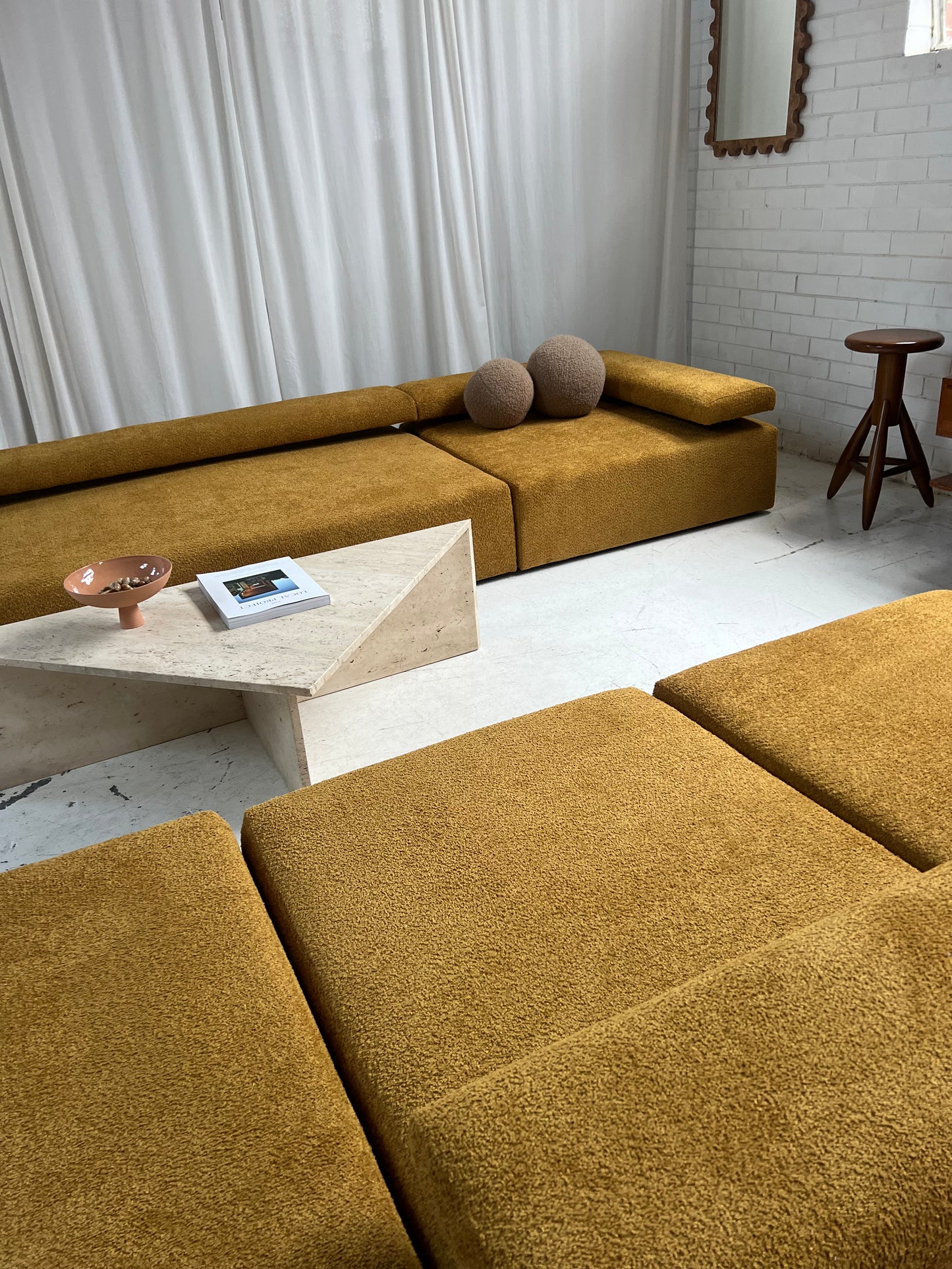 - Bespoke Large Mustard Bouclé Modular Sofa
