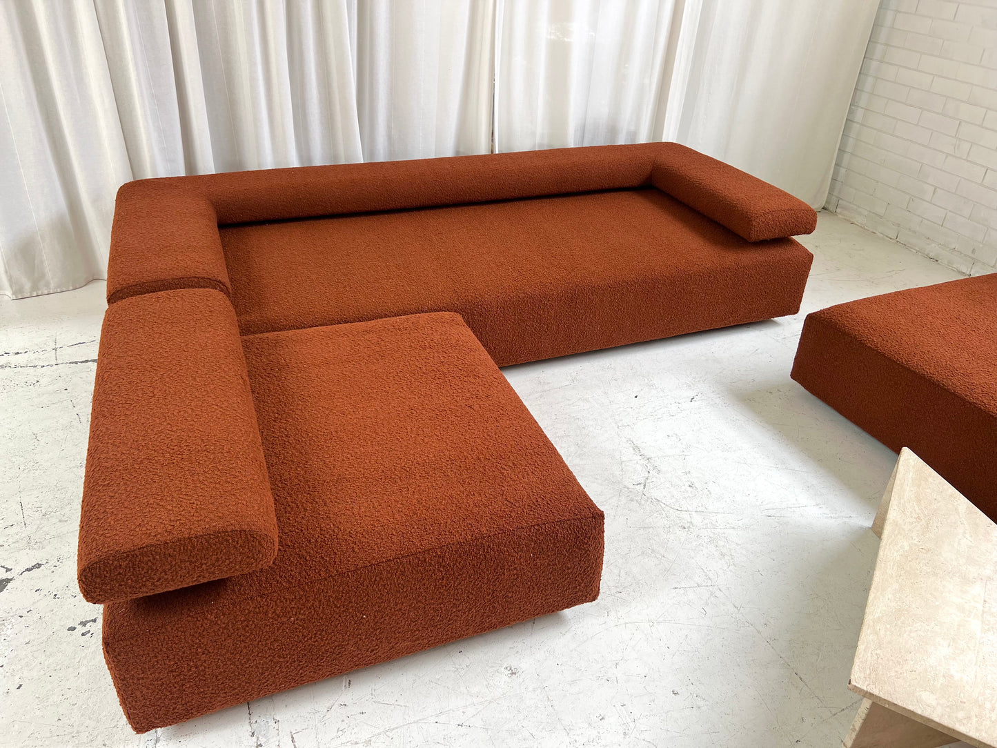 - Bespoke Rust Boucle Modular Sofa Set