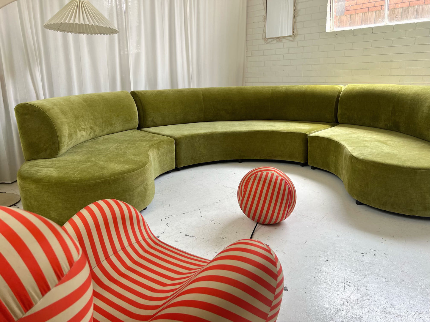 - Bespoke Olive Velvet Curved Modular Sofa