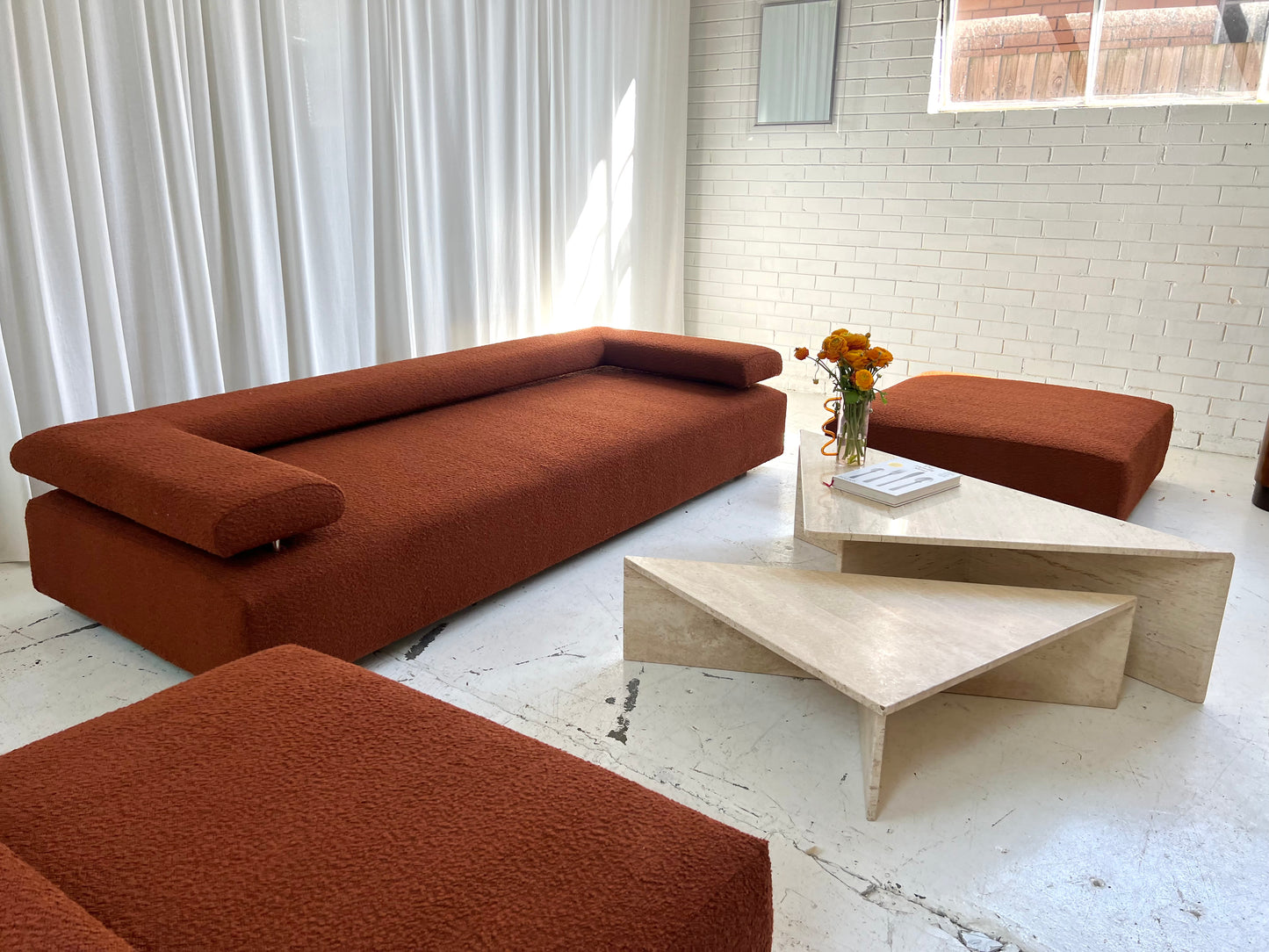 - Bespoke Rust Boucle Modular Sofa Set