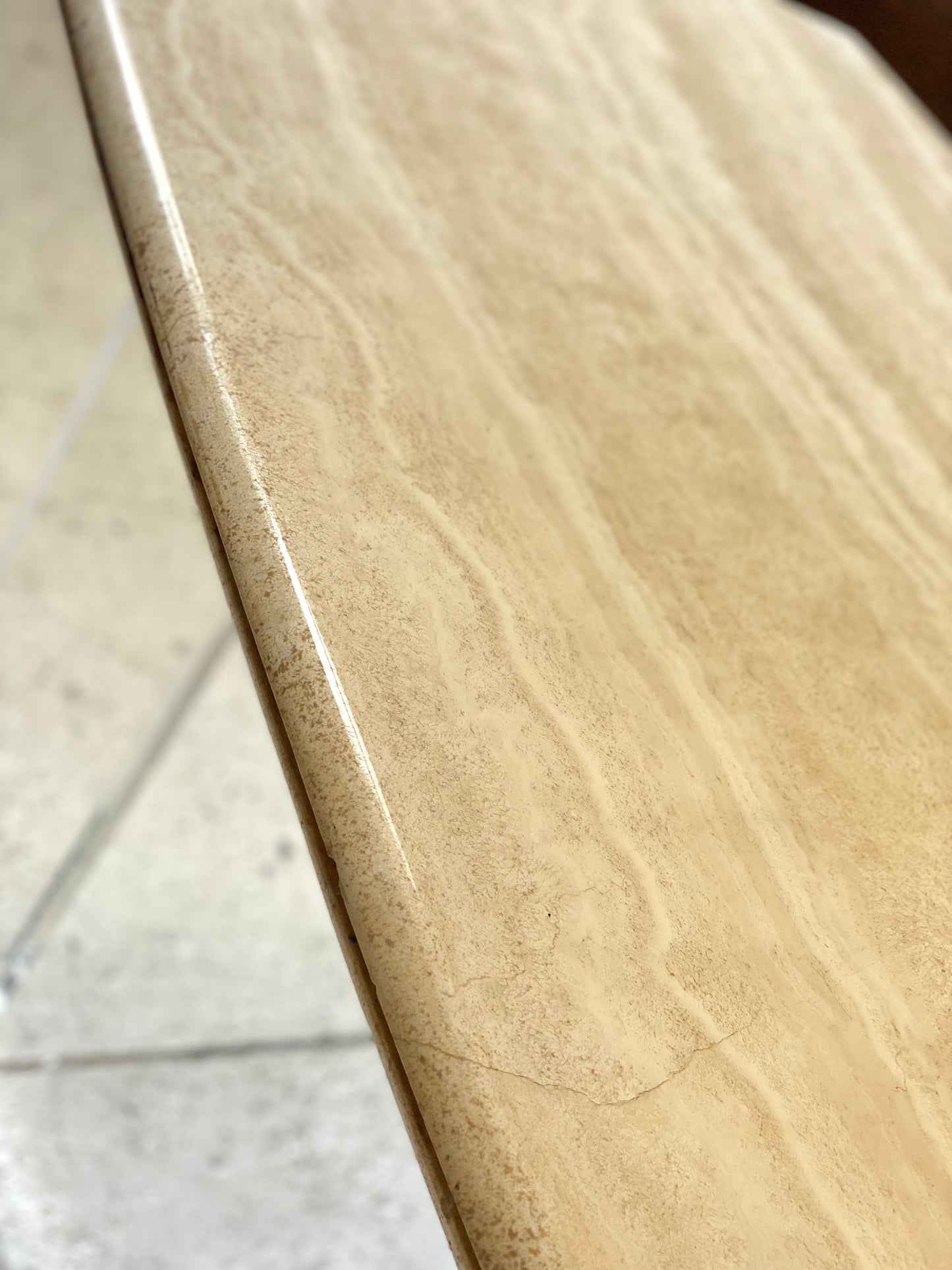 Custom Travertine Lucite Dining Table