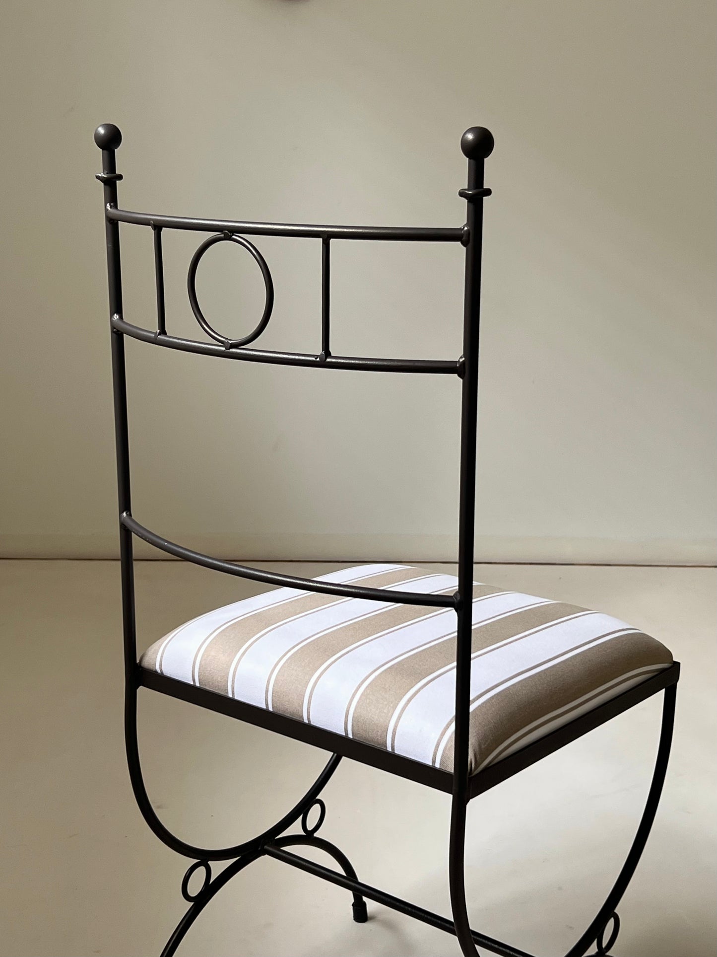 Six Refurbished Vintage French Iron Dining Chairs (Set)