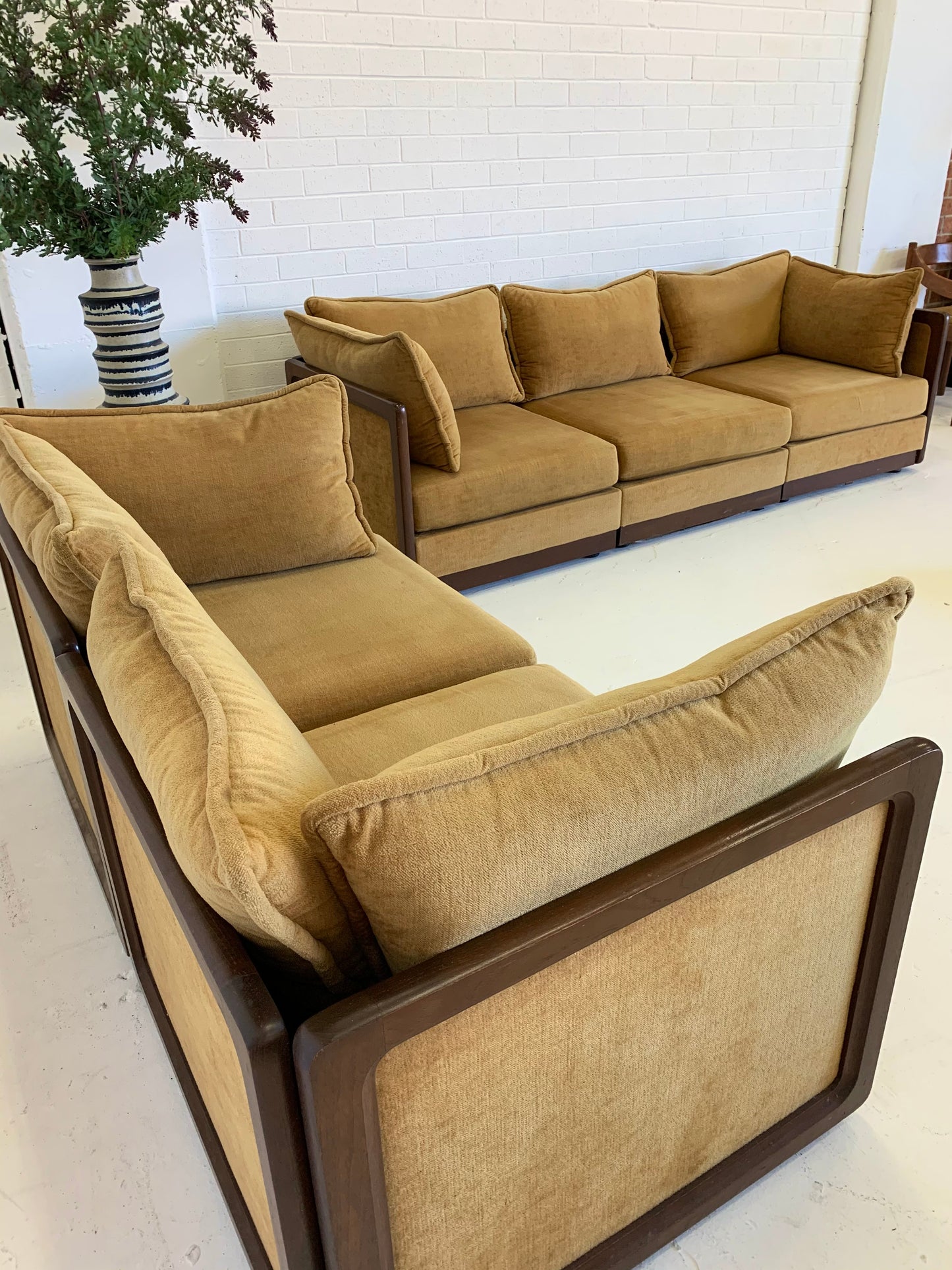 Mustard Velvet Vintage Modular Sofa