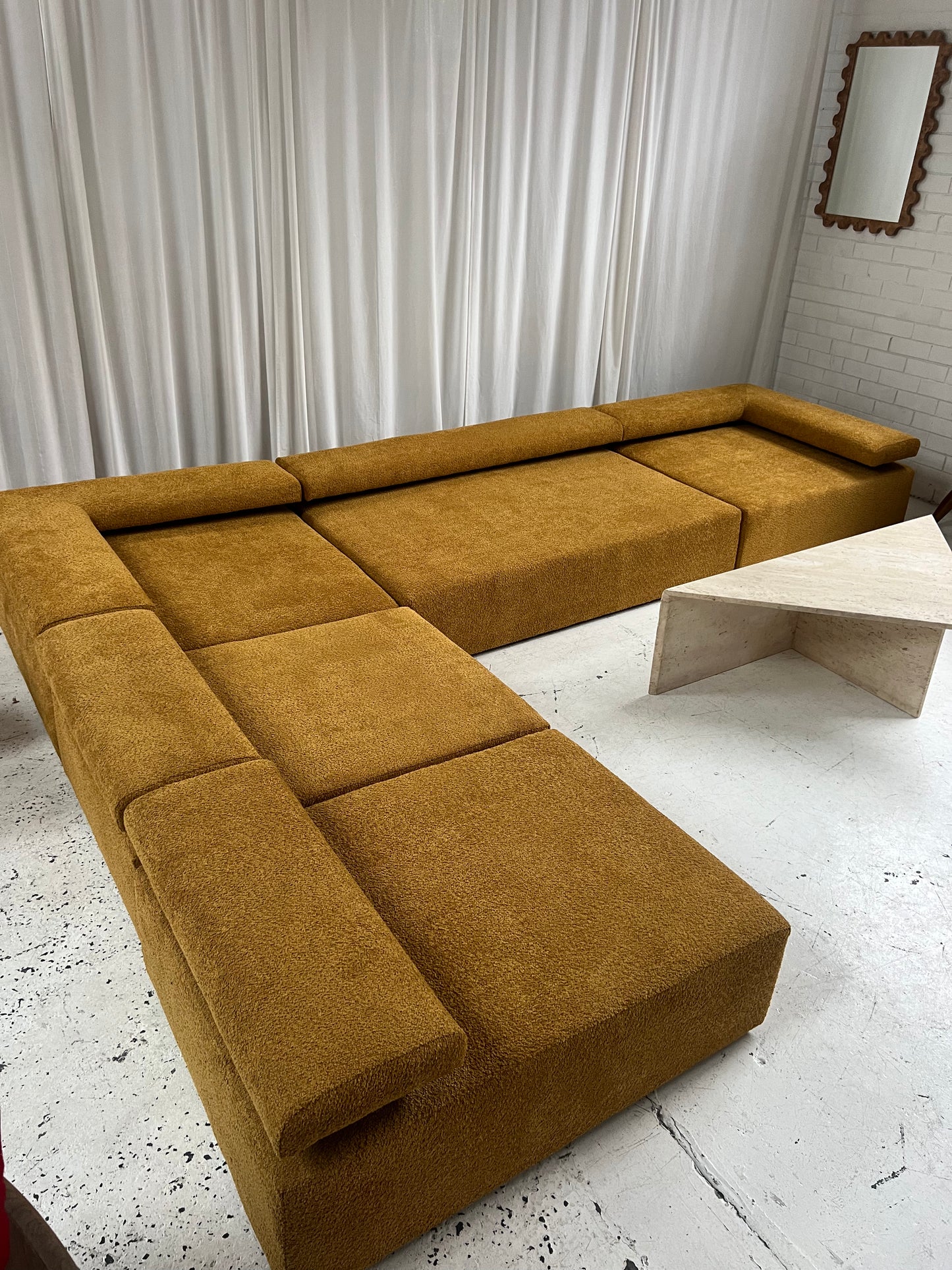 - Bespoke Large Mustard Bouclé Modular Sofa