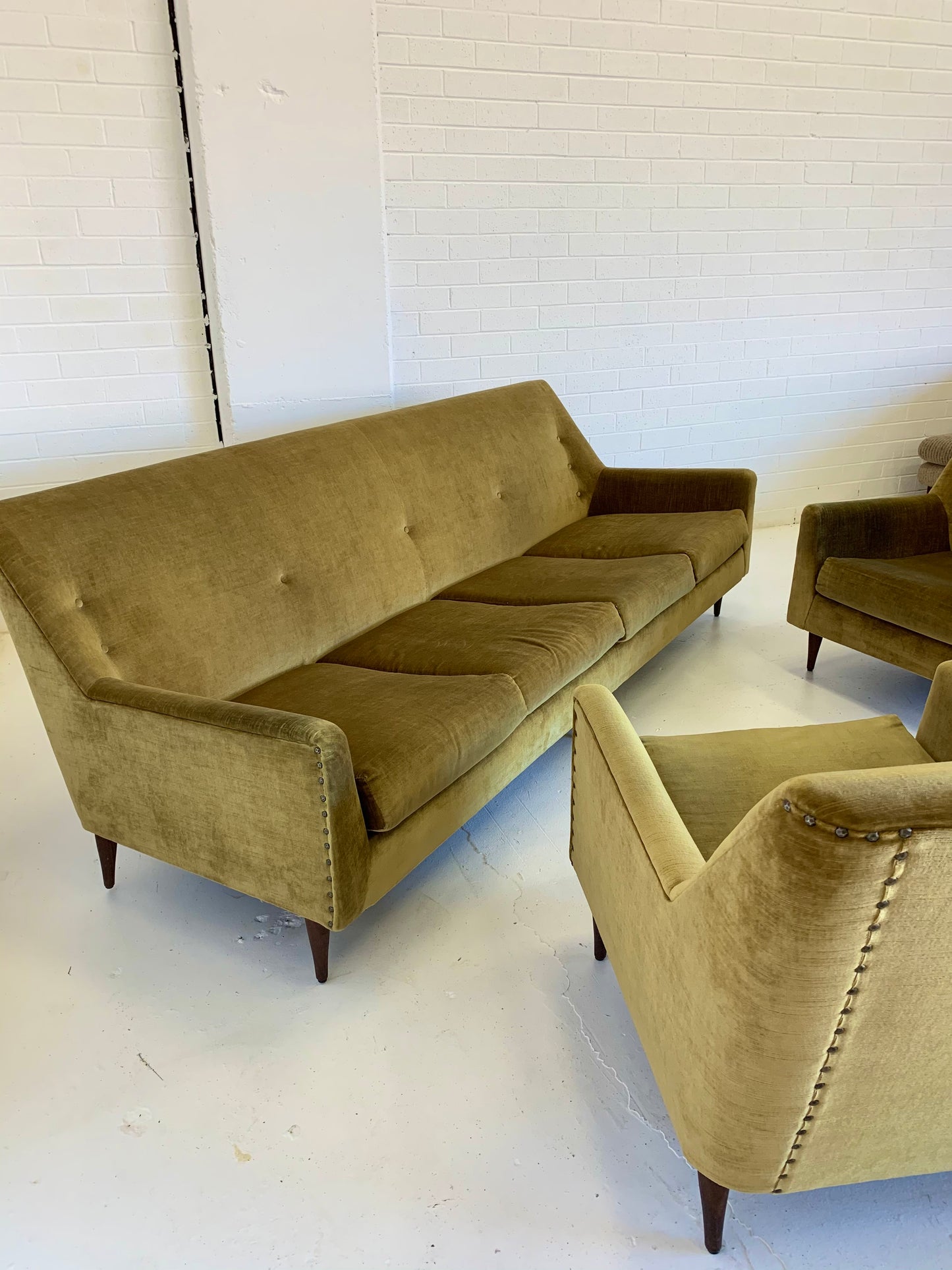 Beautiful Mid Century Gold Velvet Sofa
