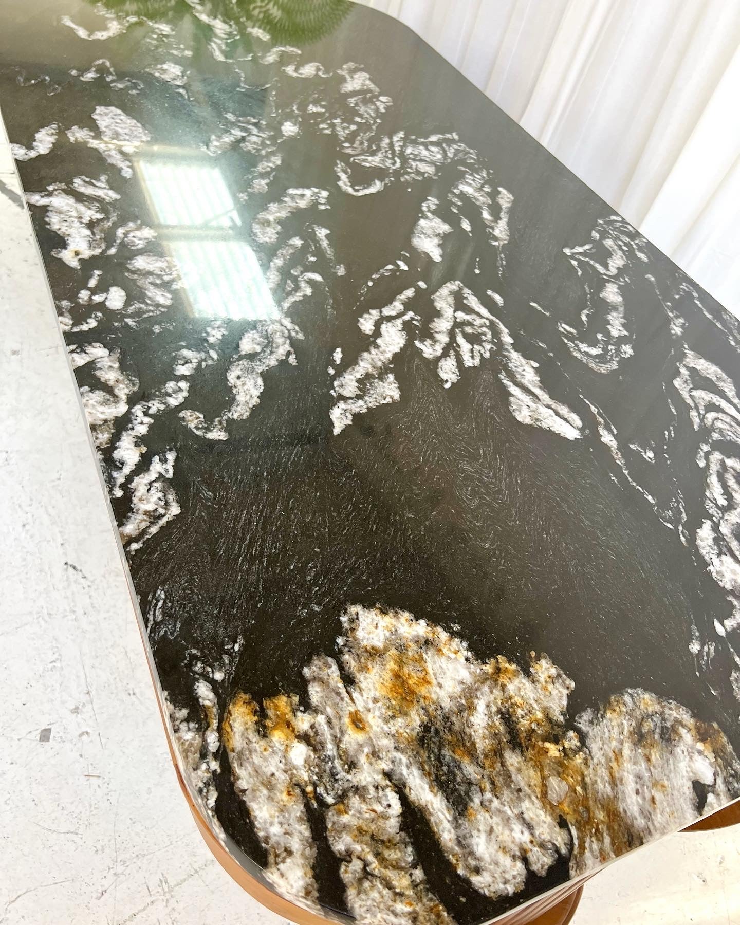 - Custom Marble & Teak Table