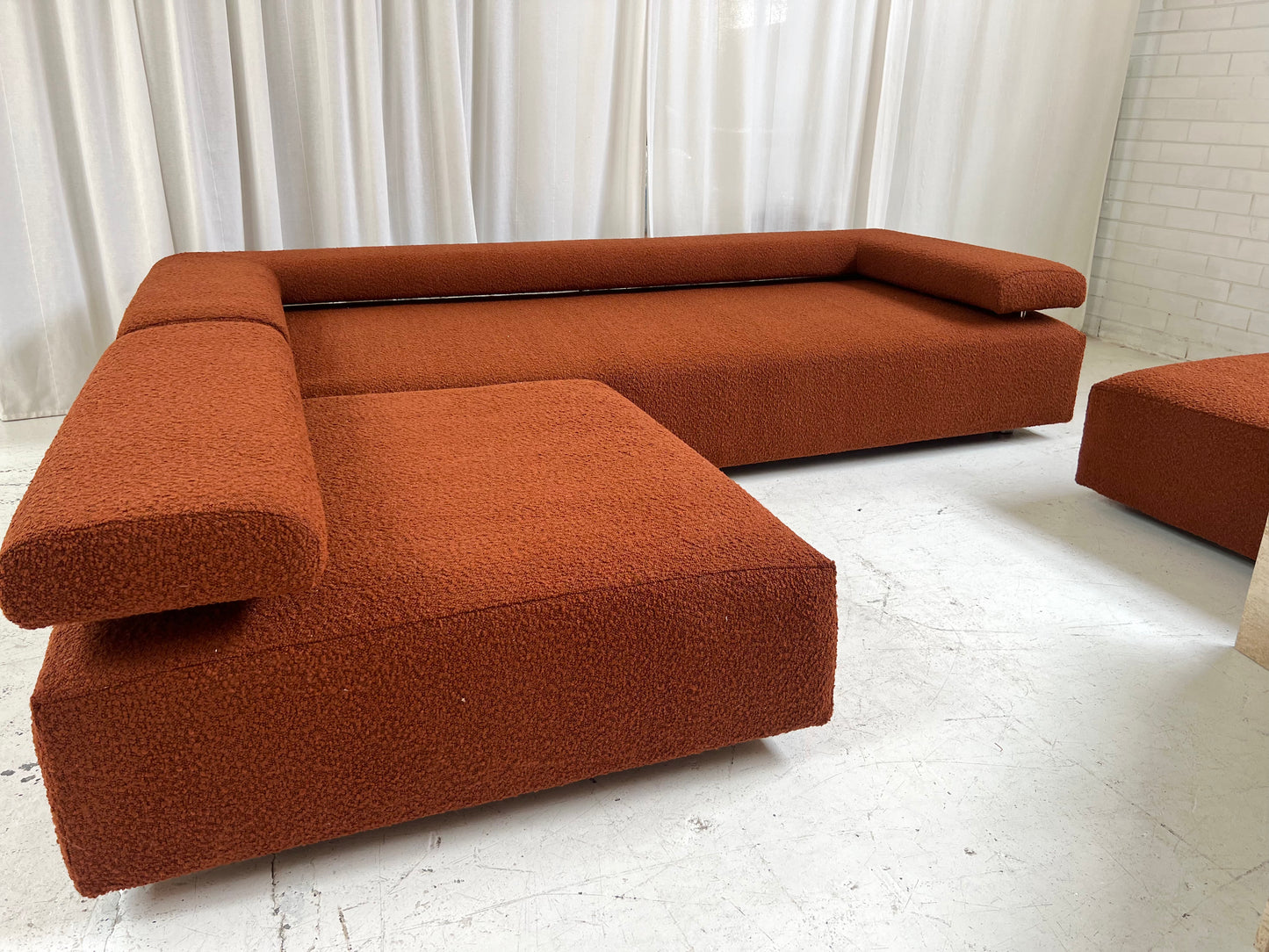 - Bespoke Rust Boucle Modular Sofa Set