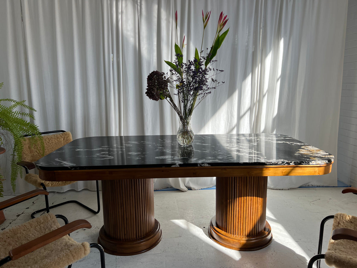 - Custom Marble & Teak Table