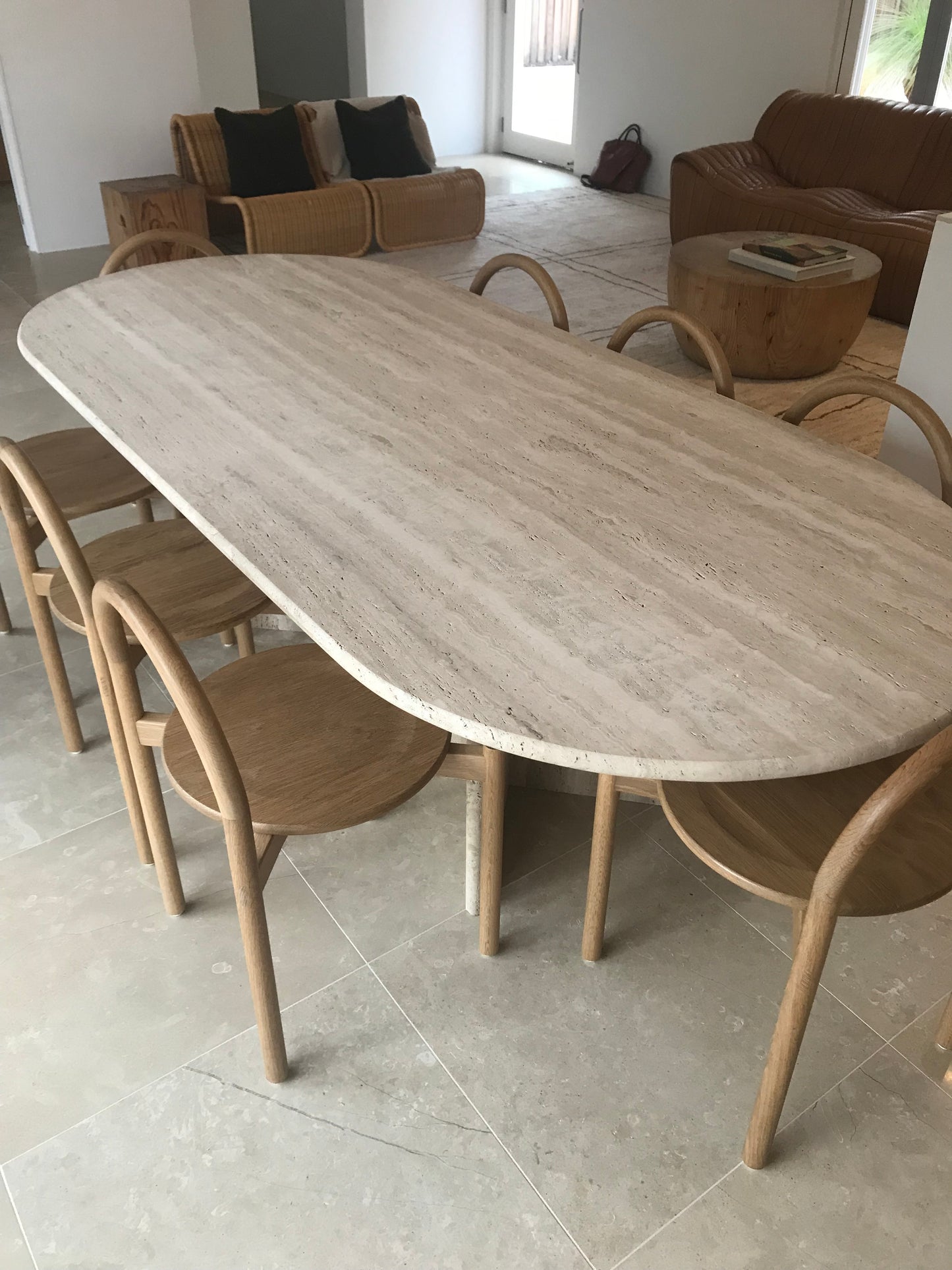 Extra Large Italian Travertine Dining Table