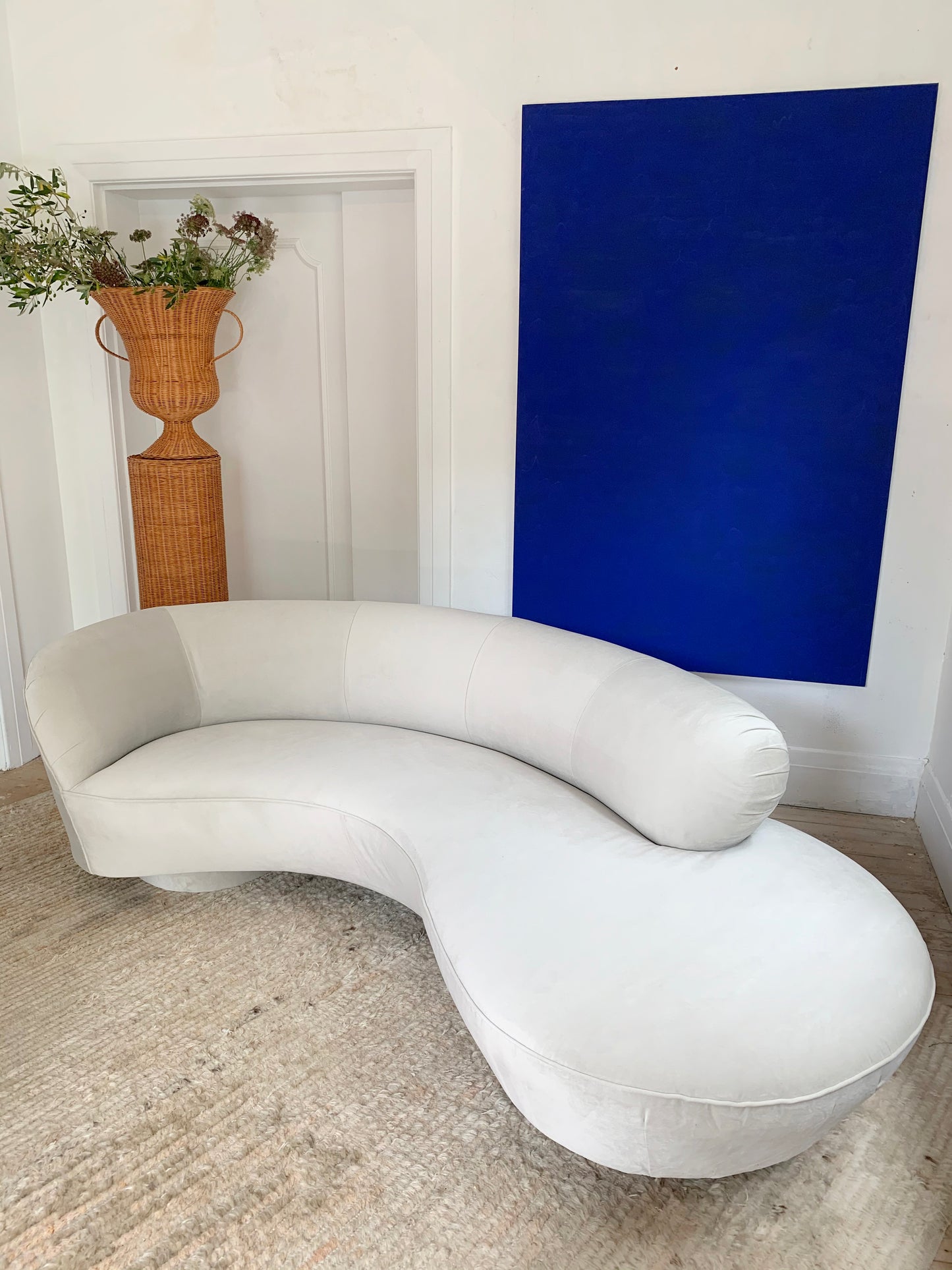 Beautiful Velvet Kidney Shaped Sofa