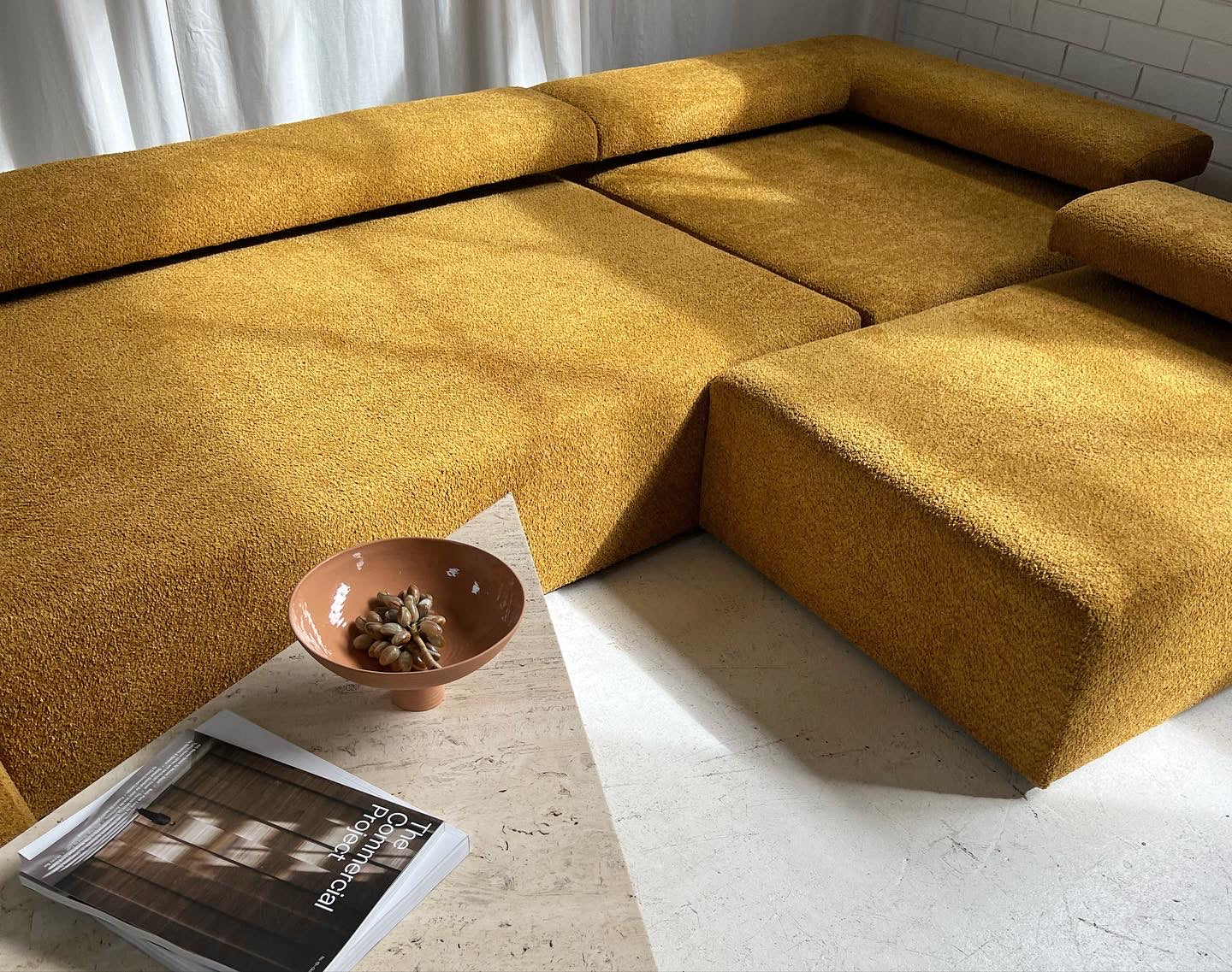 - Bespoke Large Mustard Bouclé Modular Sofa