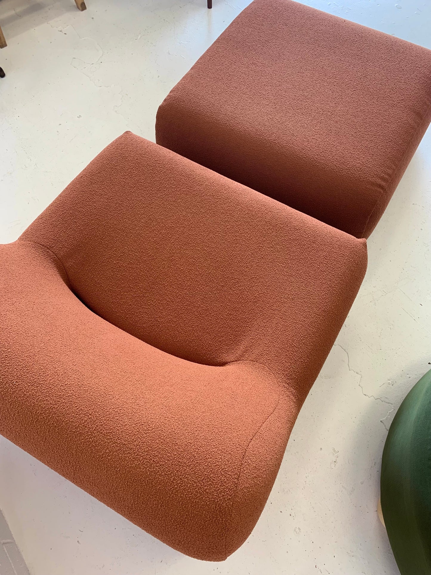 - Featherston Numero Boucle Armchair and Ottoman