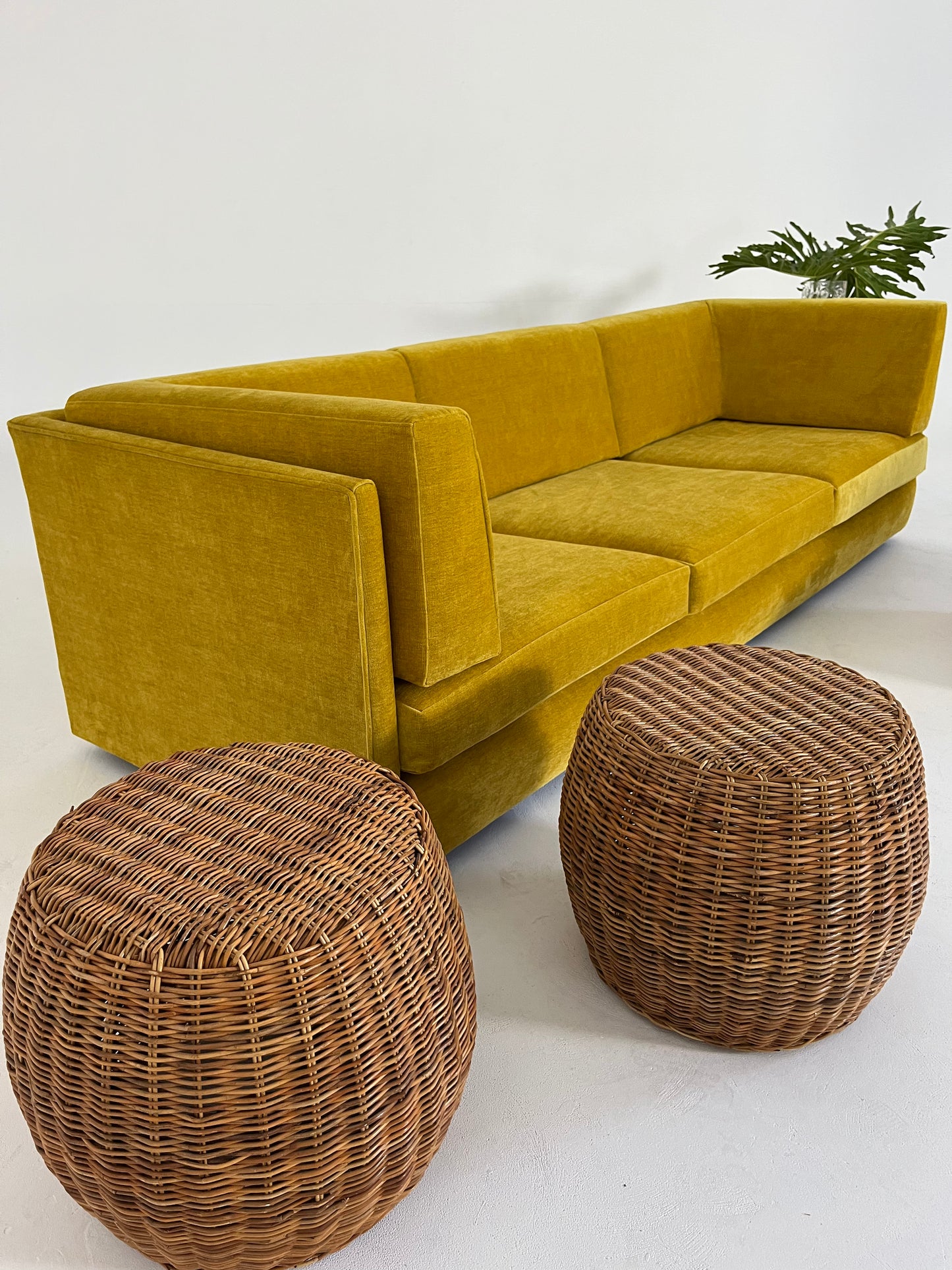 - Vintage Italian Wicker Side Table / Stool - Two Available
