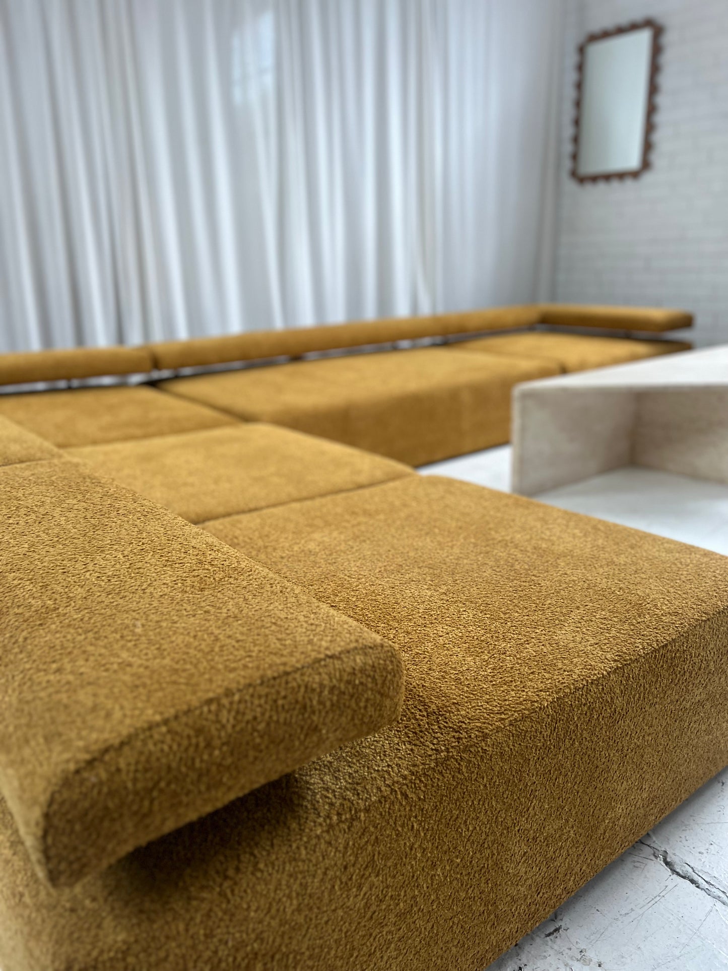 - Bespoke Large Mustard Bouclé Modular Sofa