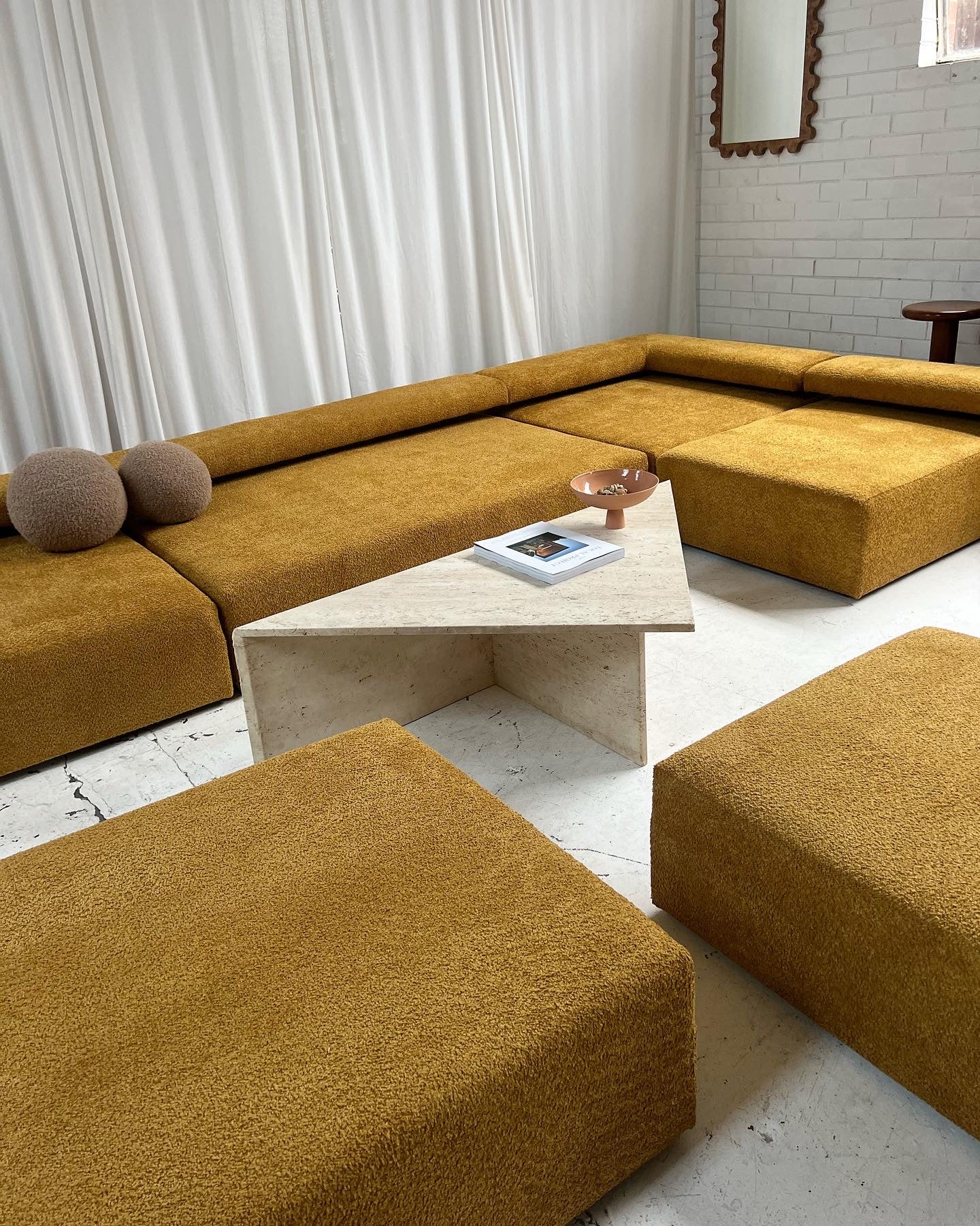 - Bespoke Large Mustard Bouclé Modular Sofa