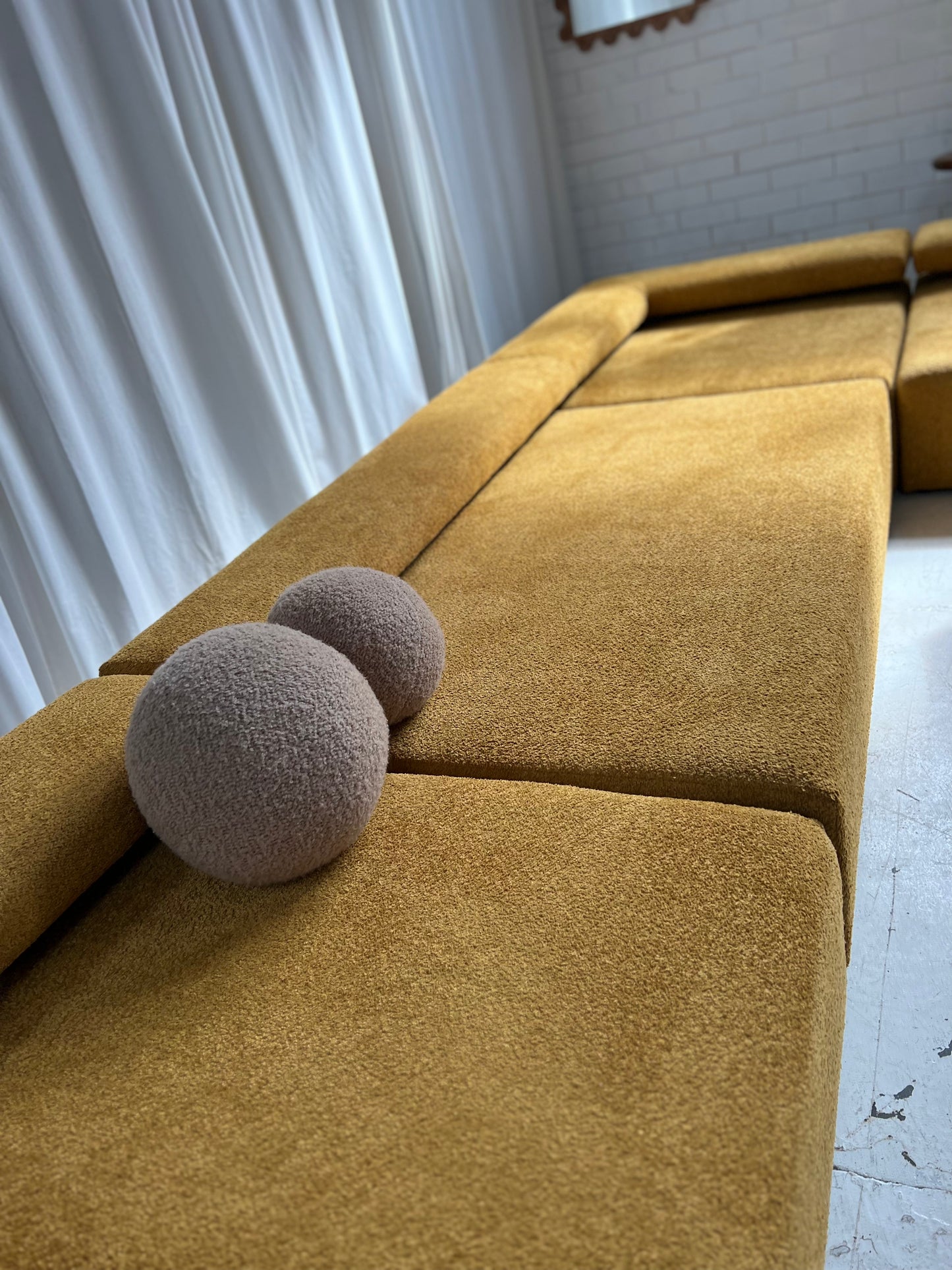 - Bespoke Large Mustard Bouclé Modular Sofa